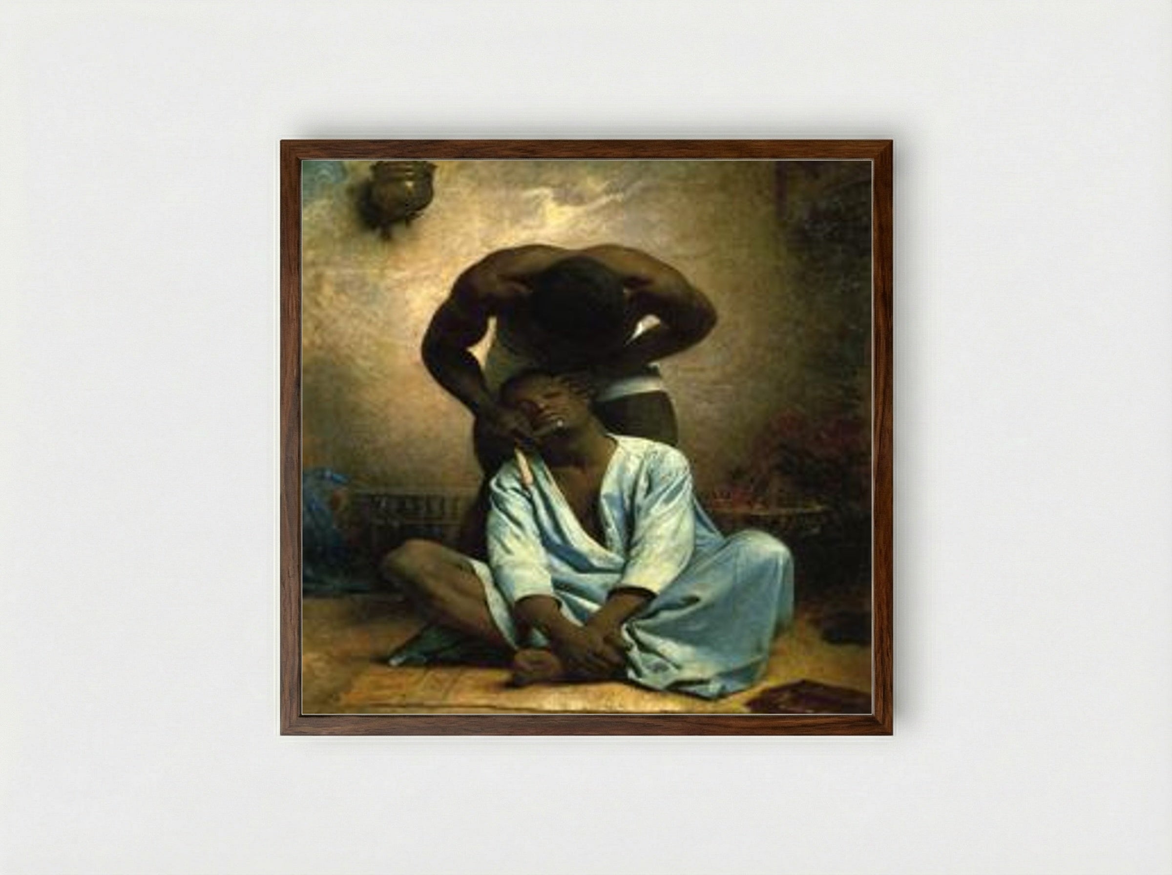 Le Barbier nègre à Suez - Léon Bonnat - Framed Print Dark Wood