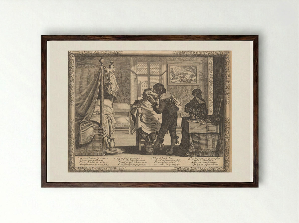 Le Barbier - Abraham Bosse - Framed Print Dark Wood