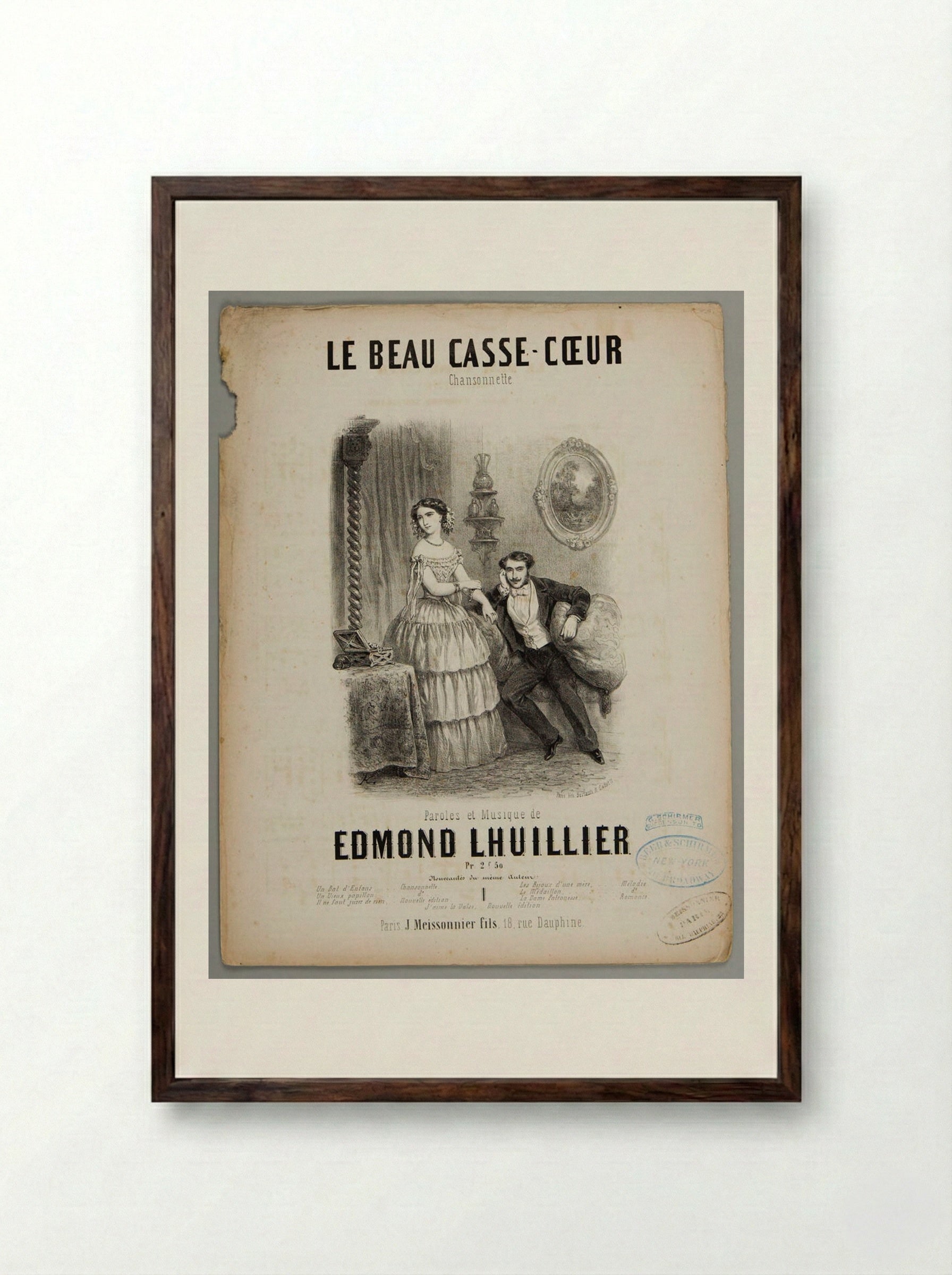 Le Beau Casse-Cœur - Victor Jacques Bertauts - Framed Print Dark Wood