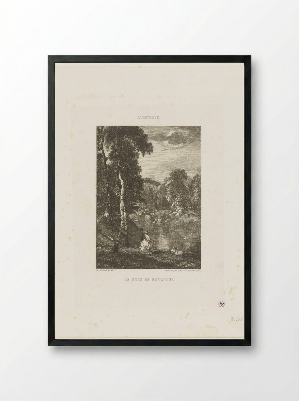 Le Bois de Boulogne - Félix Bracquemond - Framed Print Black