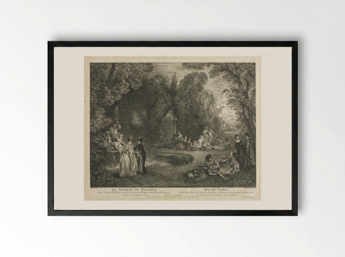 Le Bosquet de Bacchus - Charles-Nicolas Cochin - Framed Print Black
