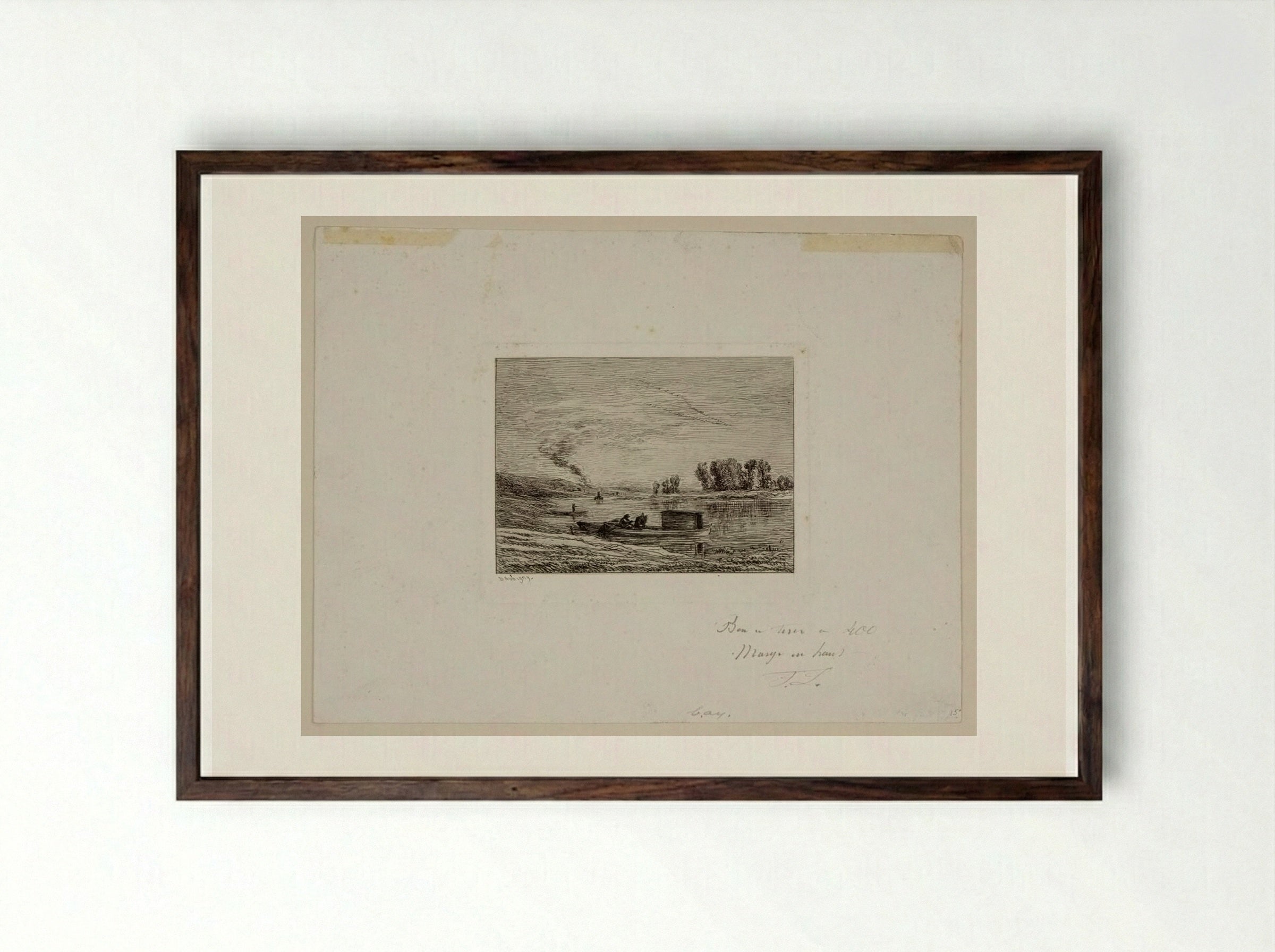 Le Botin à Conflans - Charles-François Daubigny - Framed Print Dark Wood