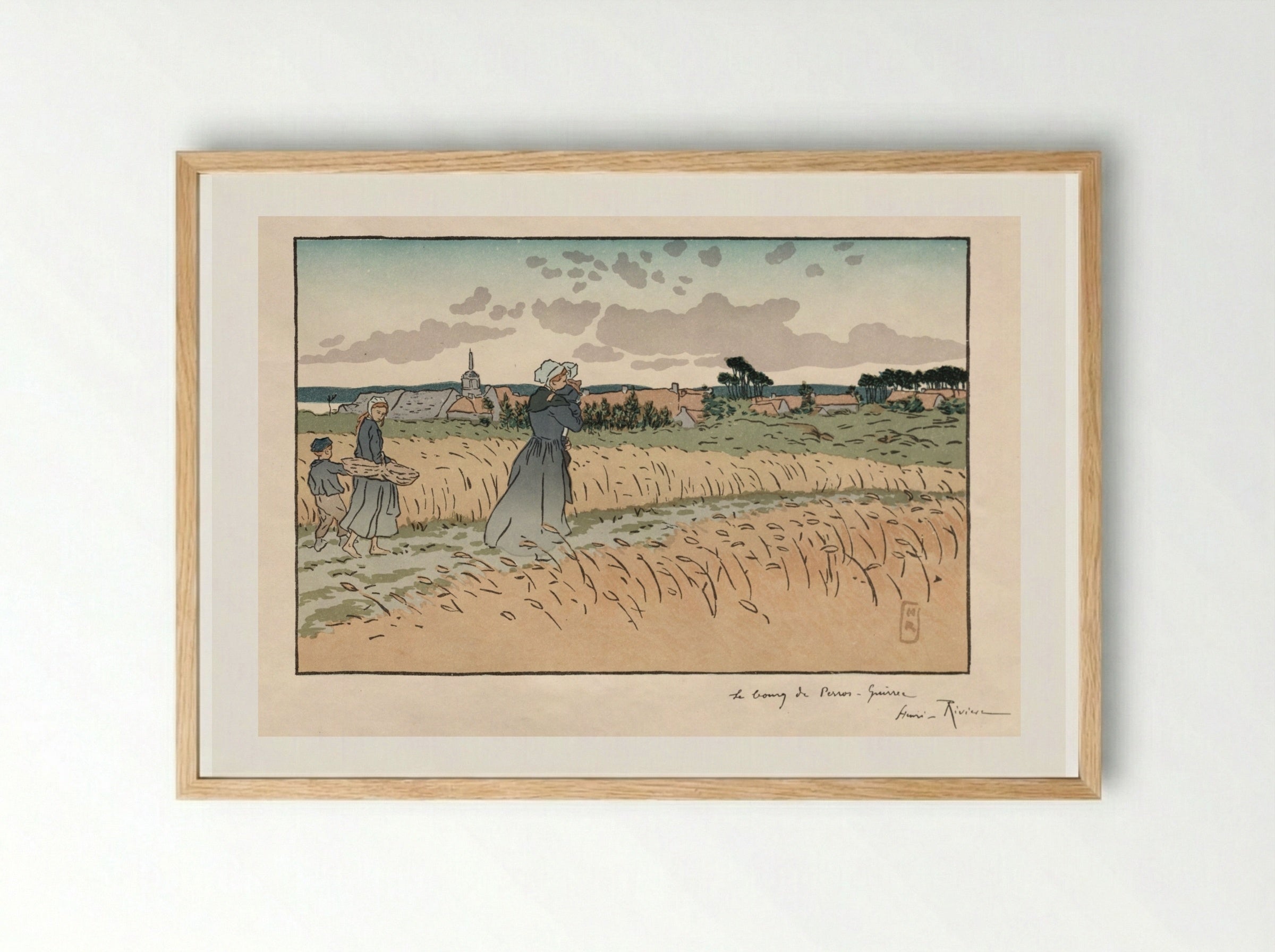 Le Bourg de Perros-Guirec - Henri Rivière - Framed Print Wood