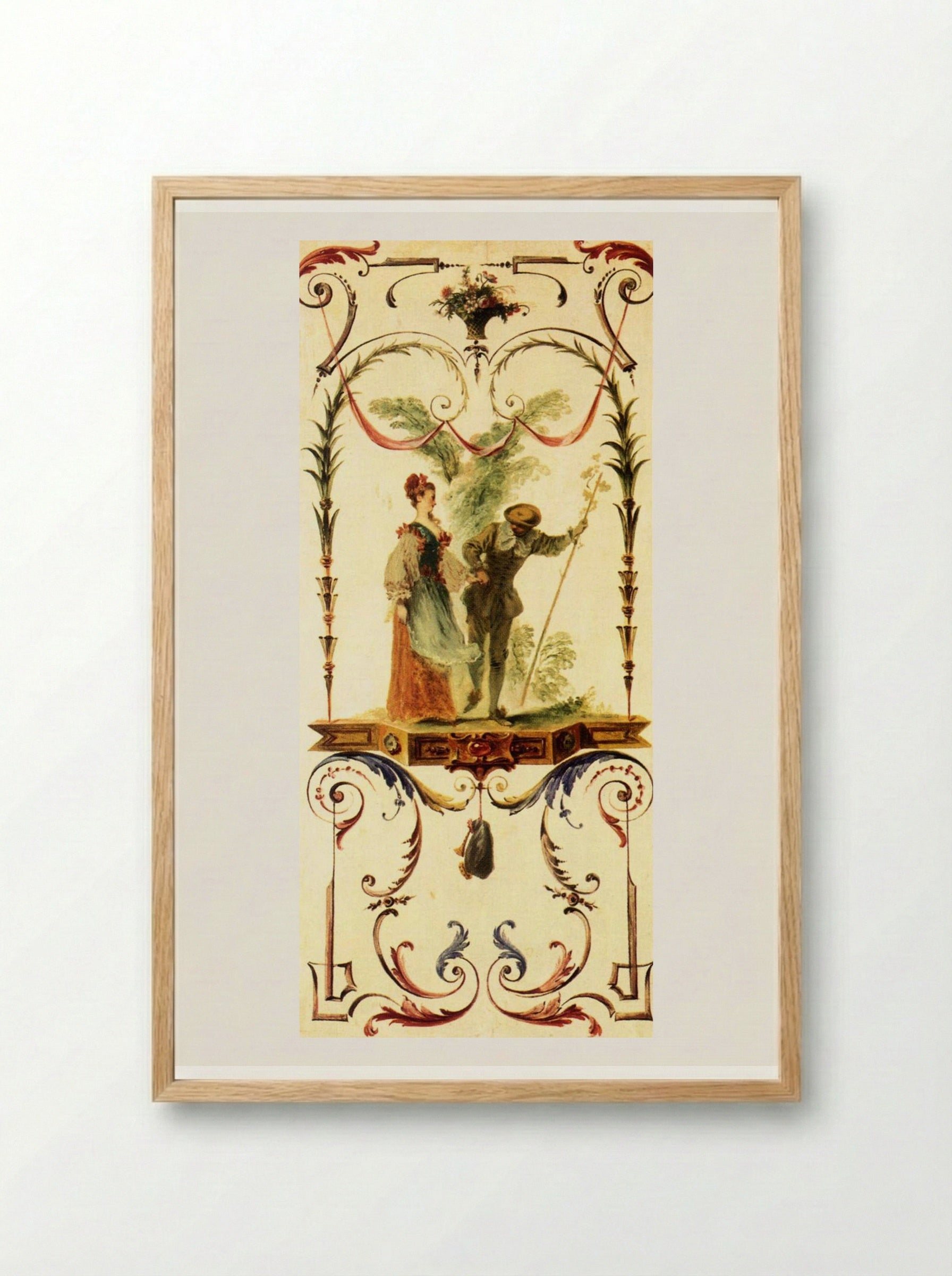 Le Cajoleur - Antoine Watteau - Framed Print Wood