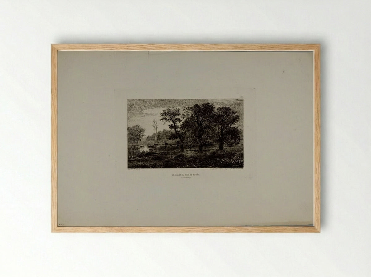 Le Calme du Soir en Forêt - François Pierdon - Framed Print Wood