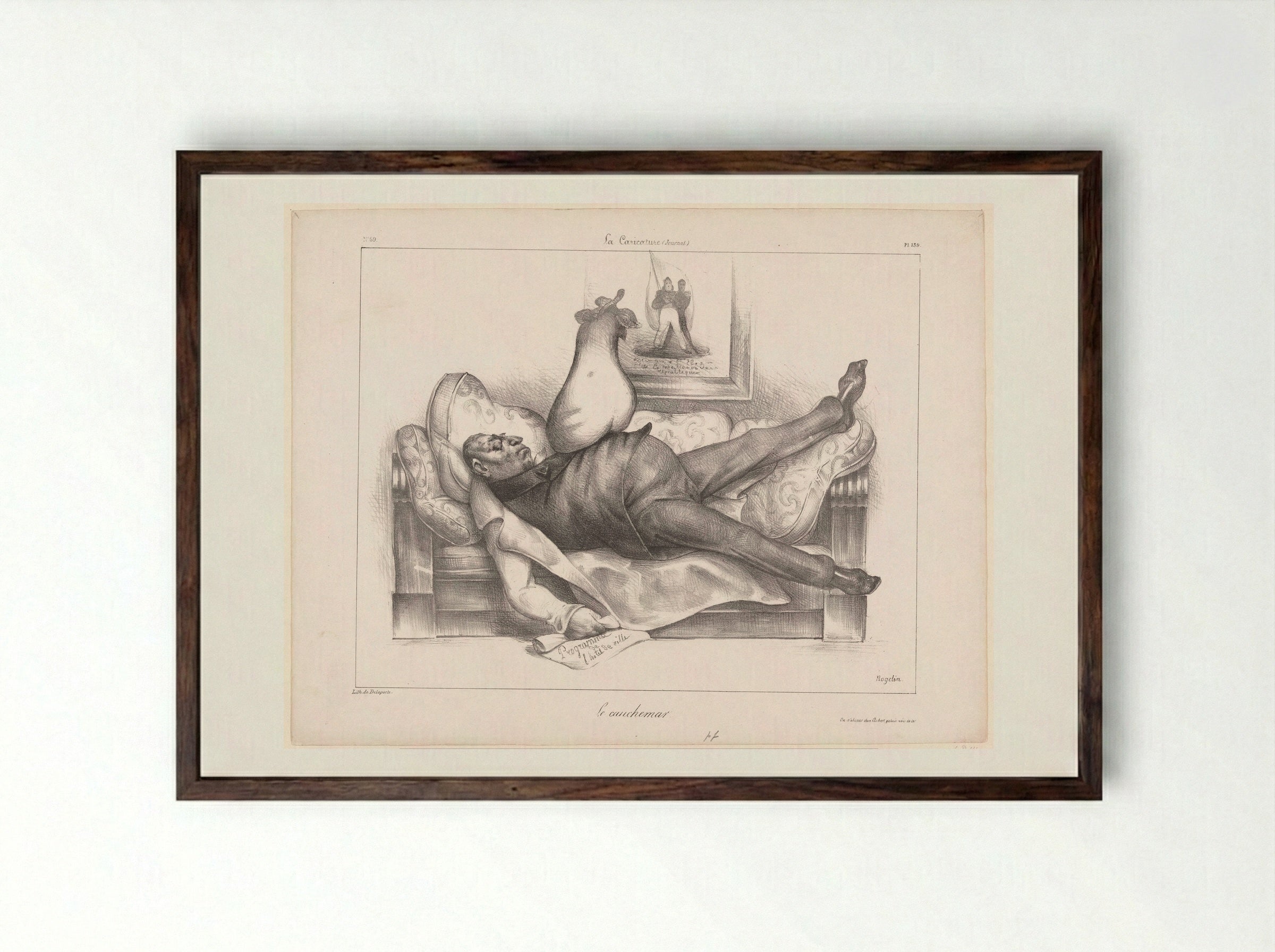Le Cauchemar - Honoré Daumier - Framed Print Dark Wood