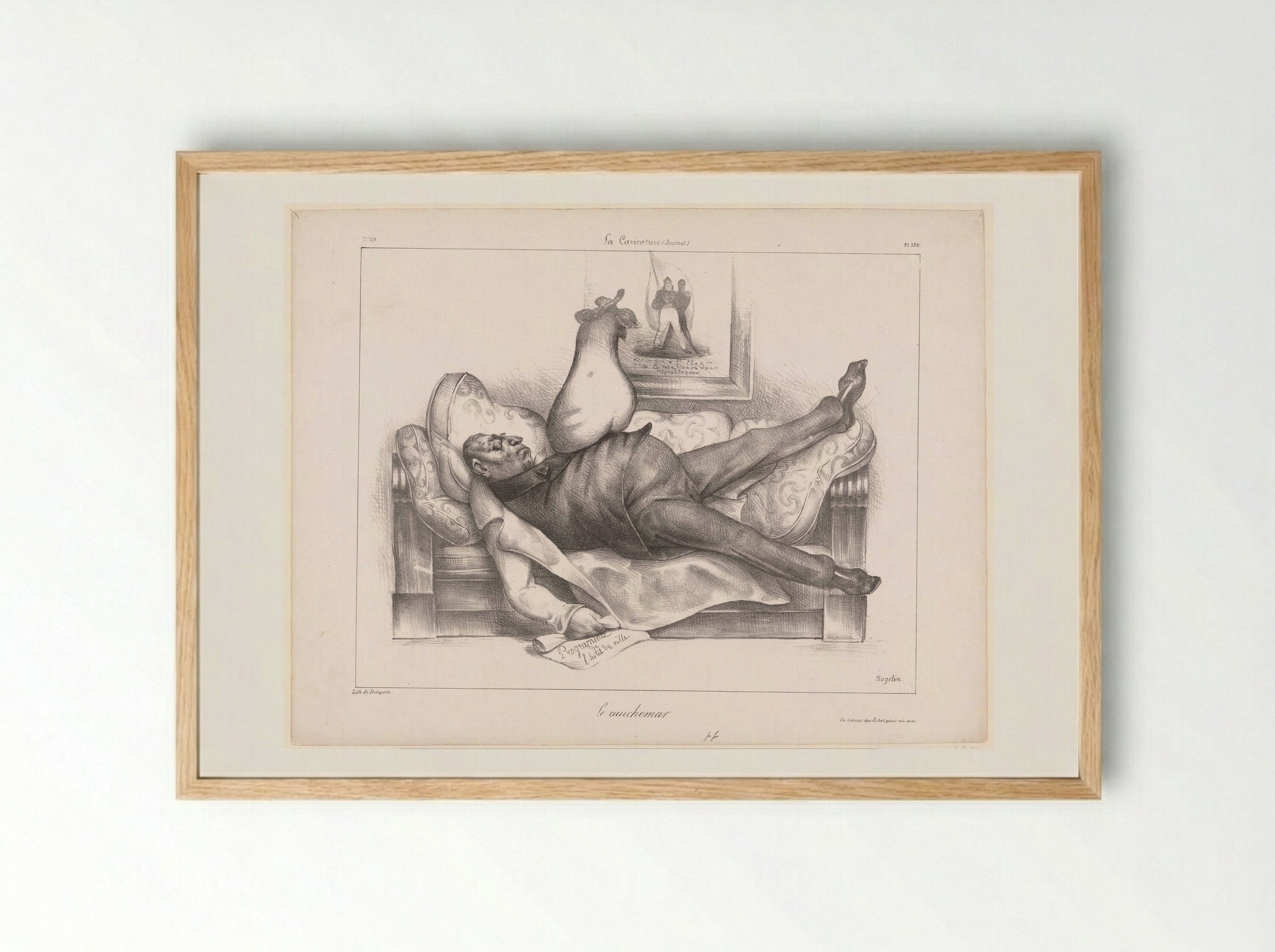 Le Cauchemar - Honoré Daumier - Framed Print Wood