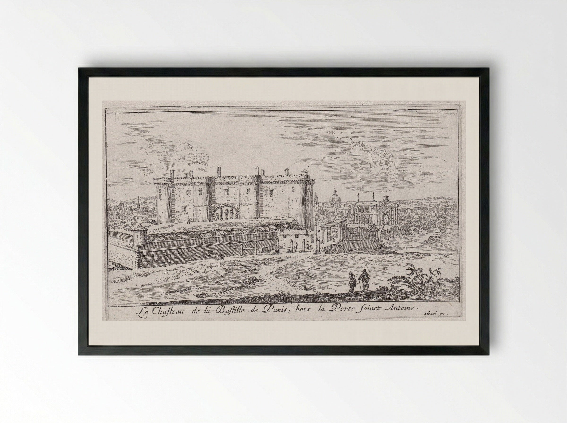 Le Chasteau de la Bastille de Paris - Israël Silvestre - Framed Print Black