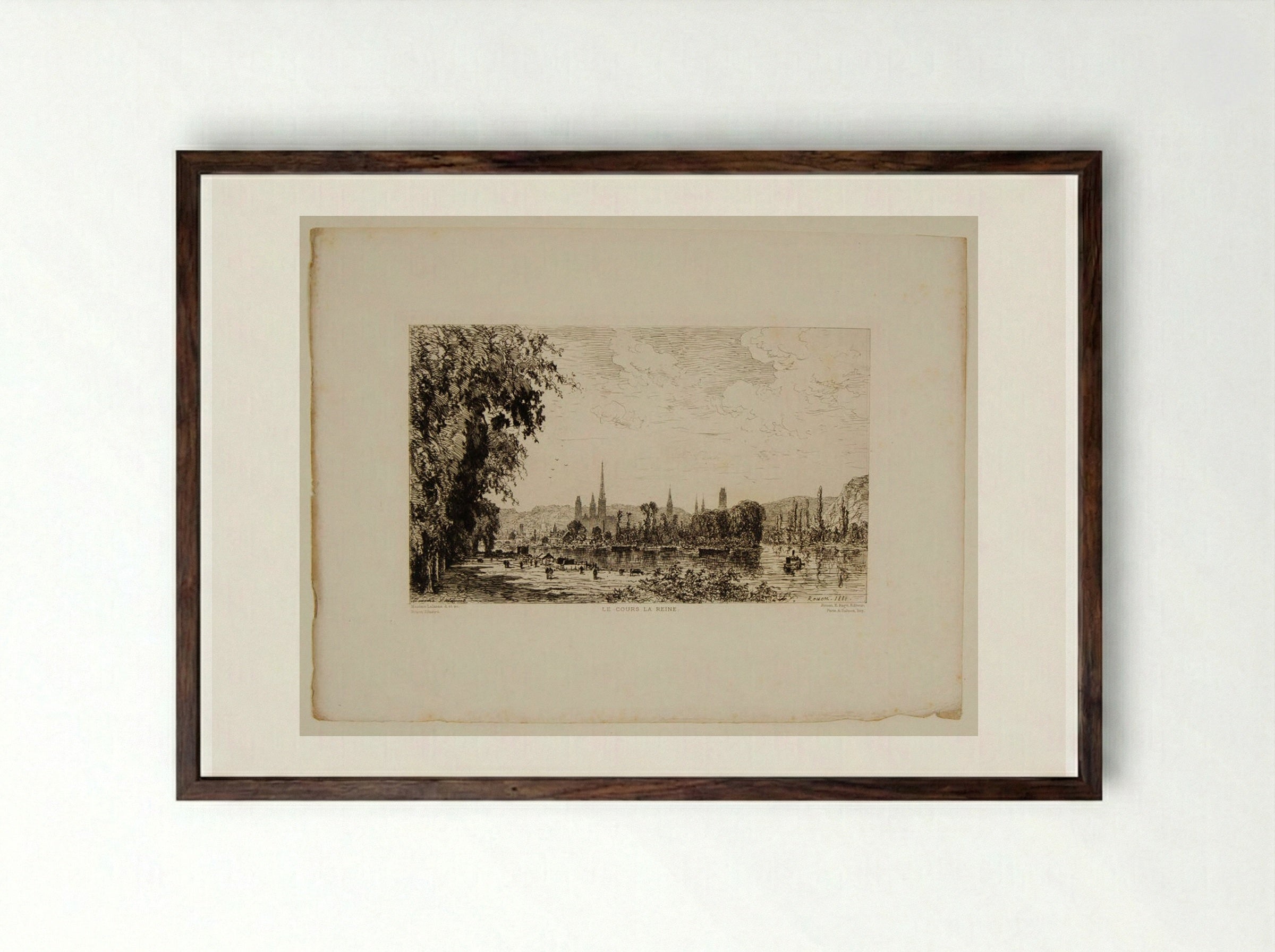 Le Cours la Reine, Rouen - Maxime Lalanne - Framed Print Dark Wood
