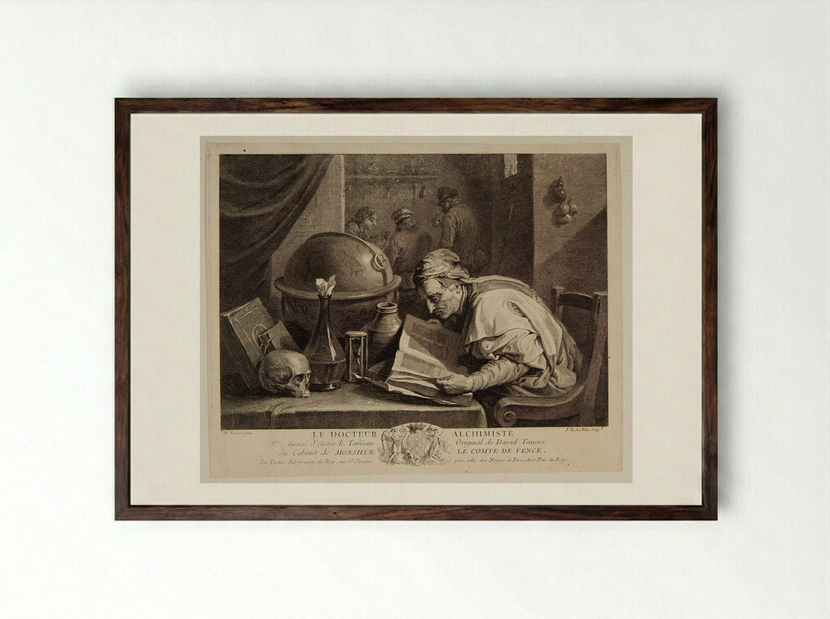 Le Docteur Alchimiste - Jacques Nicolas Tardieu - Framed Print Dark Wood