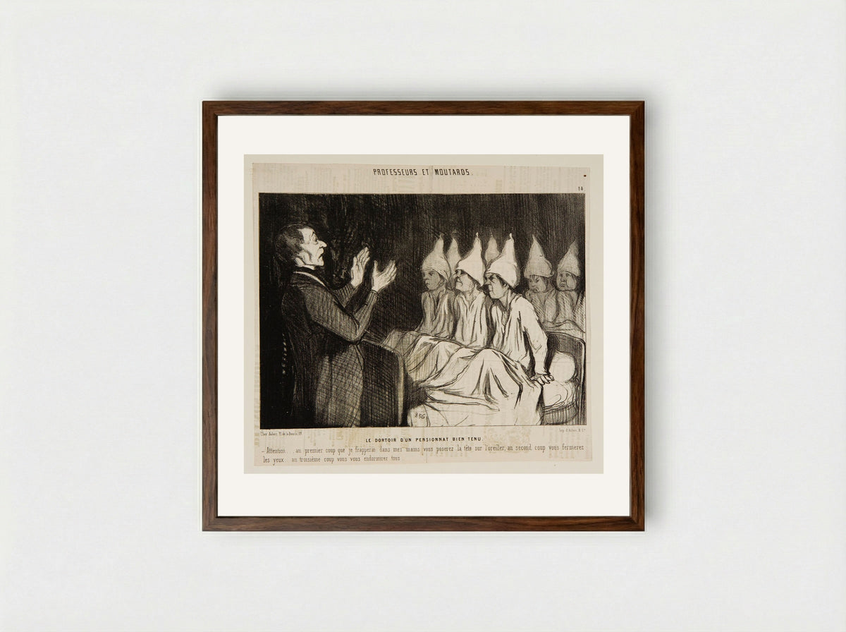 Le Dortoir d'un Pensionnat Bien Tenu - Honoré-Victorin Daumier - Framed Print Dark Wood