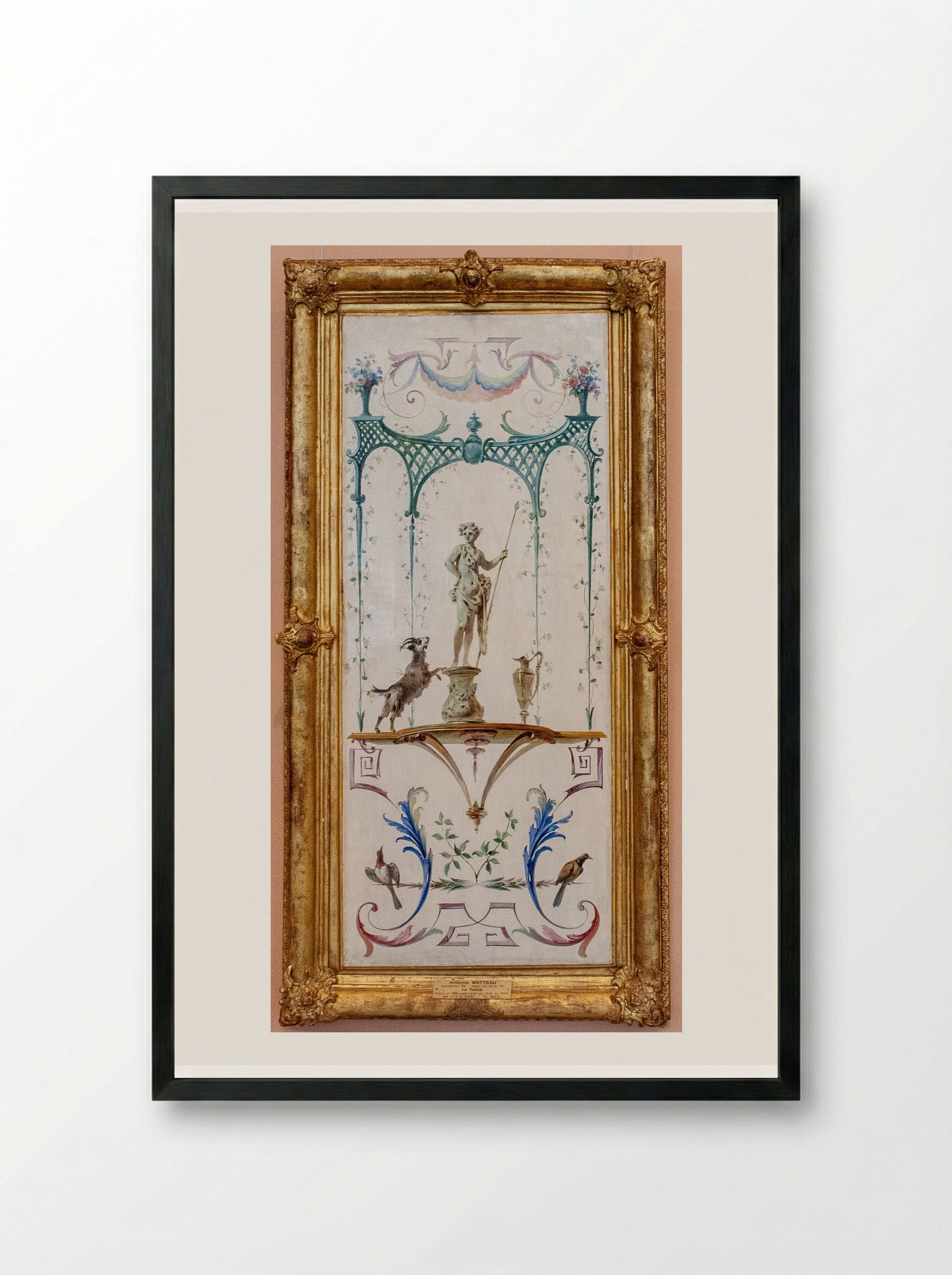Le Faune - Antoine Watteau - Framed Print Black
