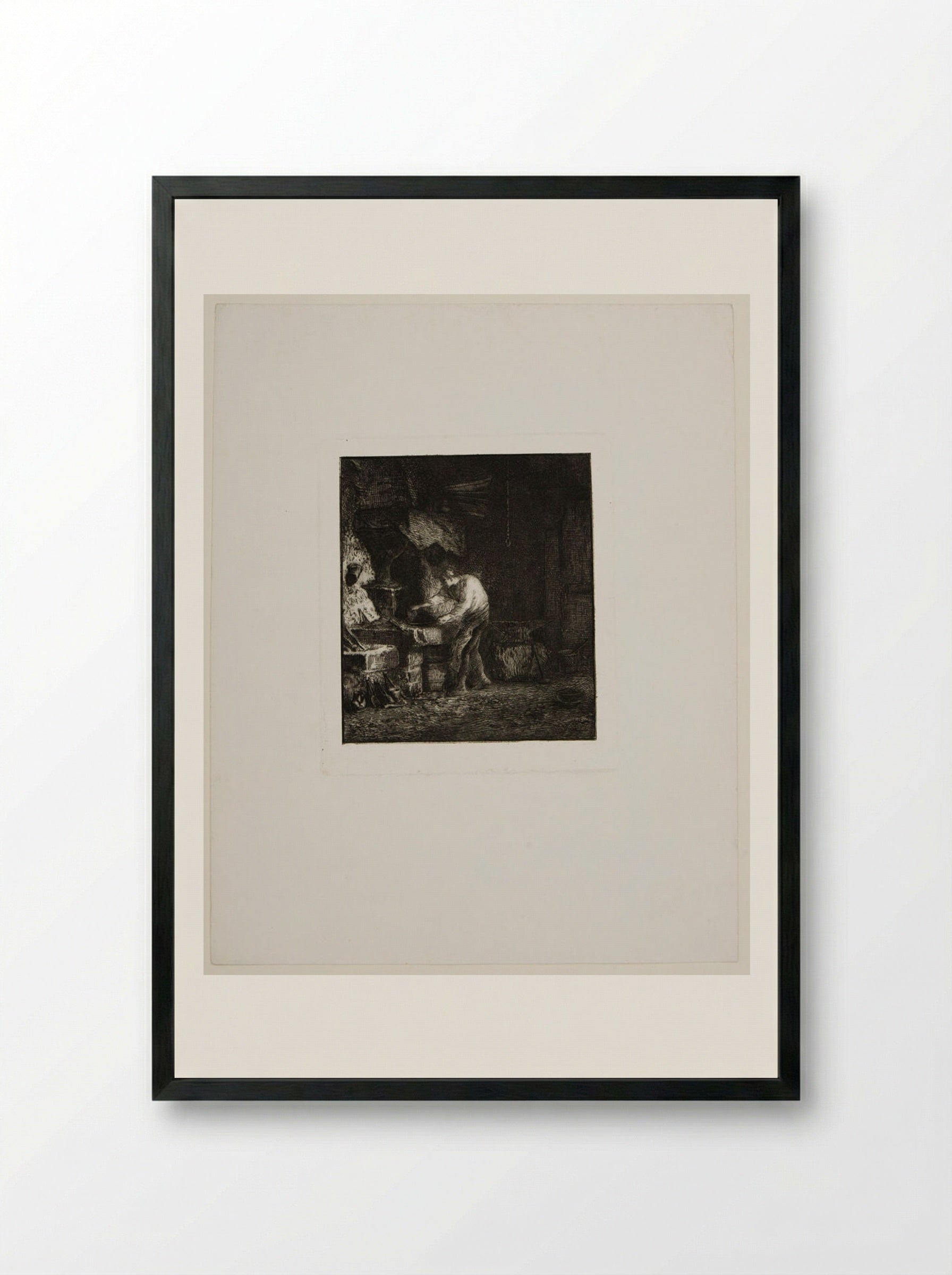 Le Forgeron - Charles-Émile Jacque - Framed Print Black