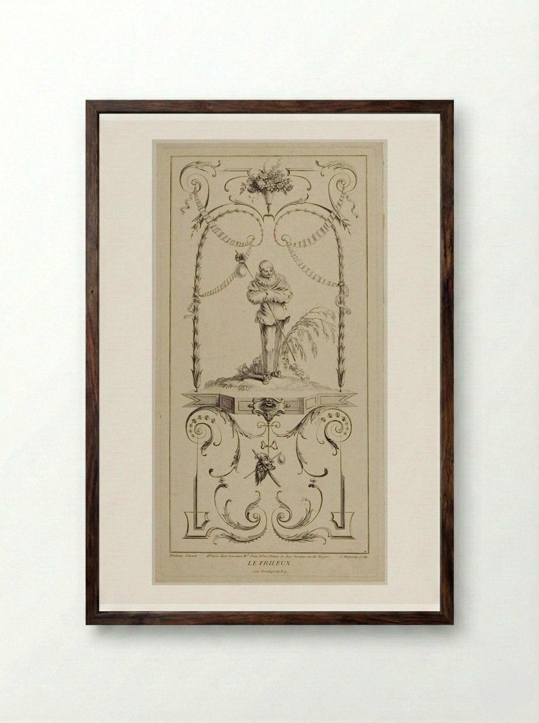 Le Frileux - Jean Moyreau - Framed Print Dark Wood