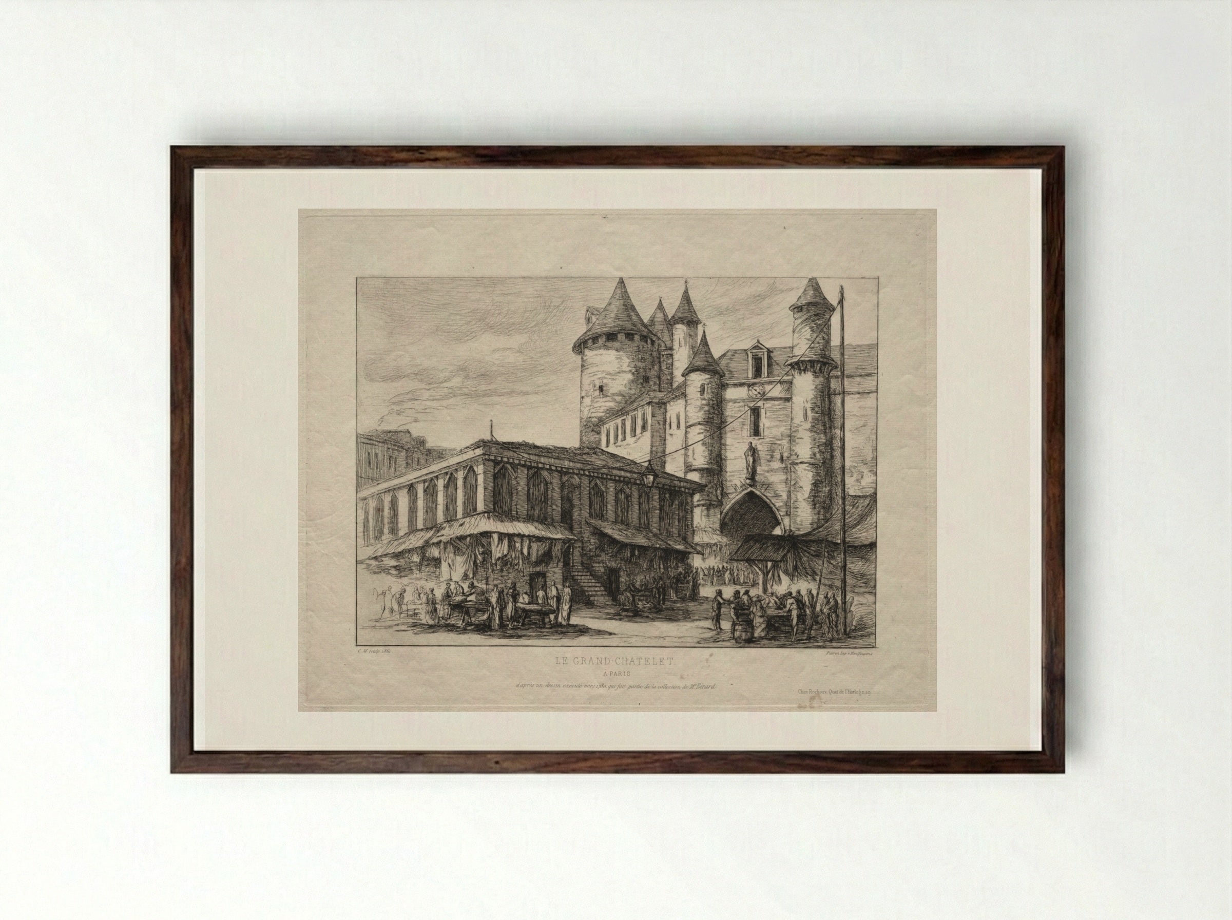 Le Grand Châtelet, à Paris - Charles Meryon - Framed Print Dark Wood