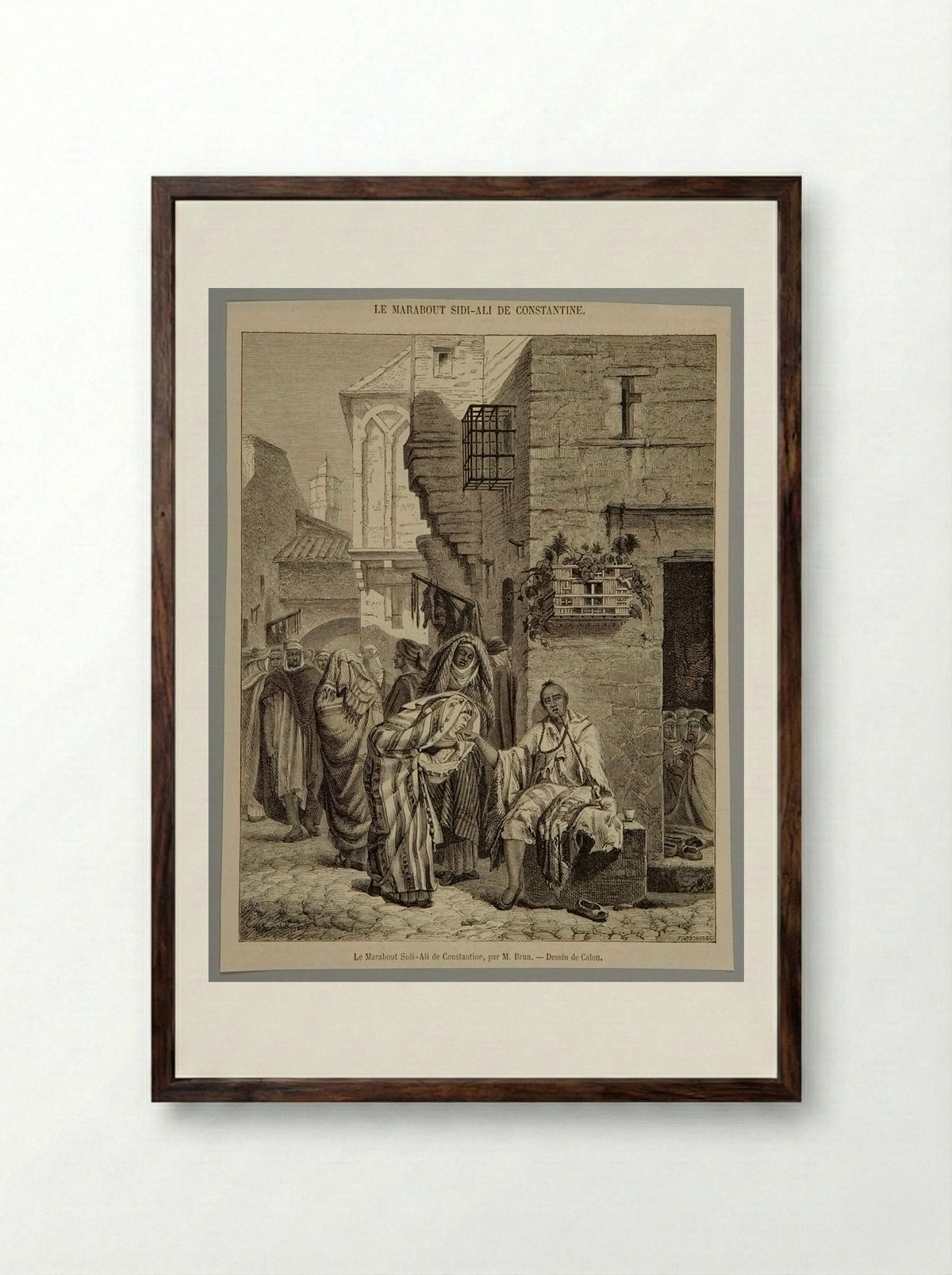 Le Marabout Sidi-Ali de Constantine - François Auguste Trichon - Framed Print Dark Wood