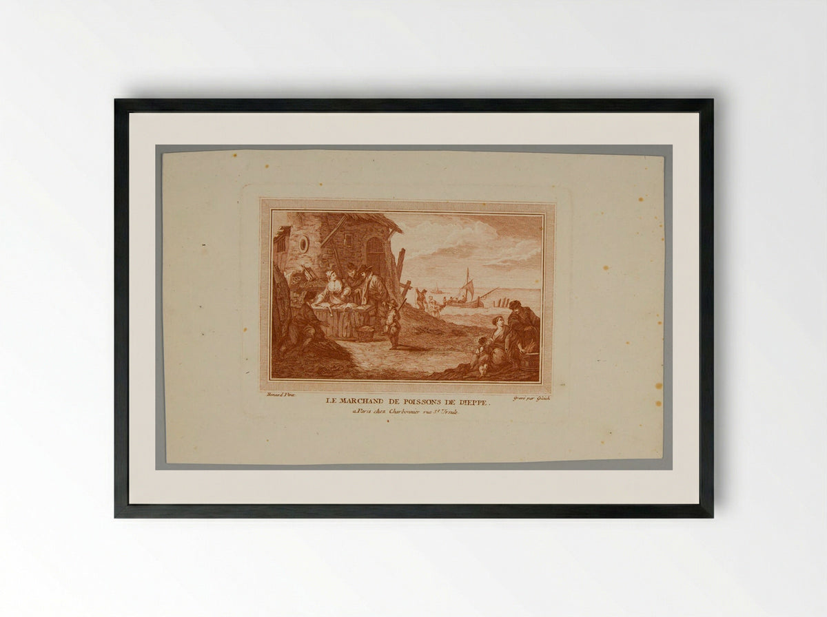 Le Marchand de Poissons de Dieppe - Gleich - Framed Print Black