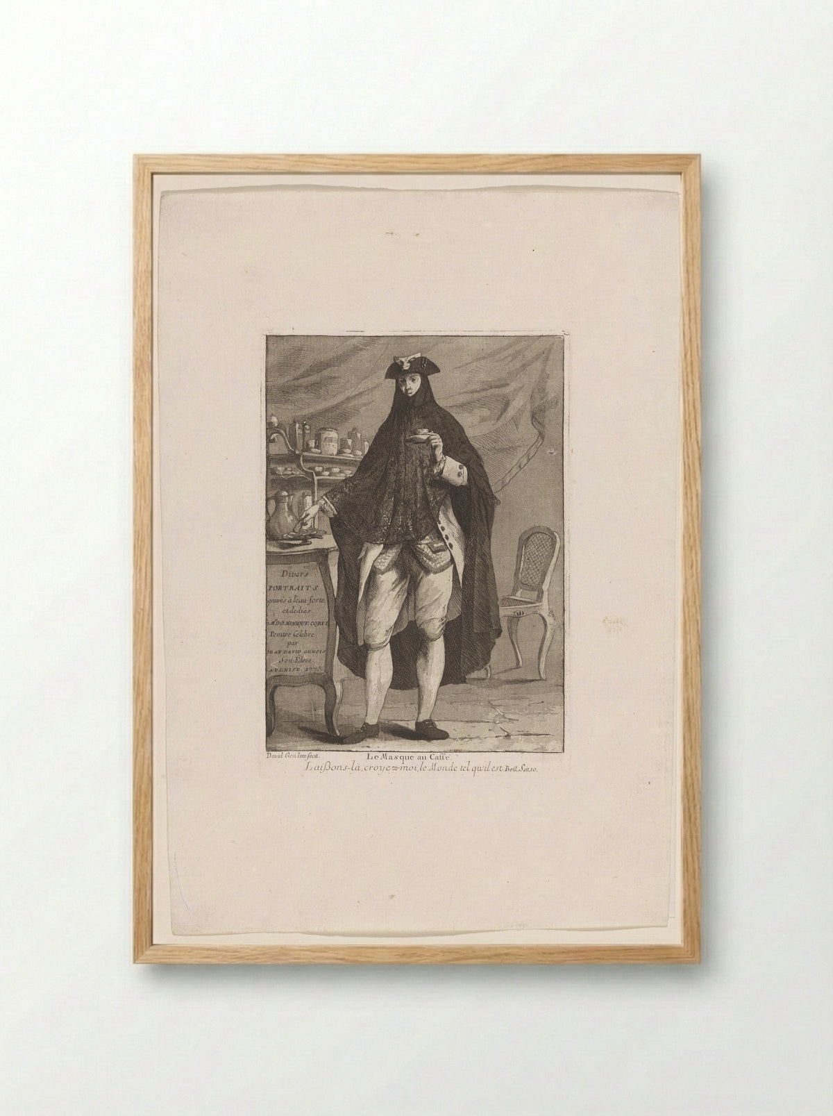 Le Masque au Caffé - Giovanni David - Framed Print Wood