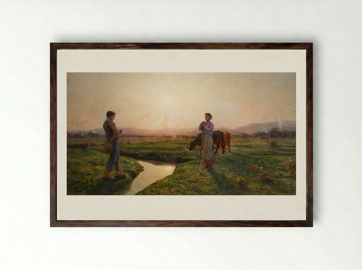 Le Matin - Jules Breton - Framed Print Dark Wood