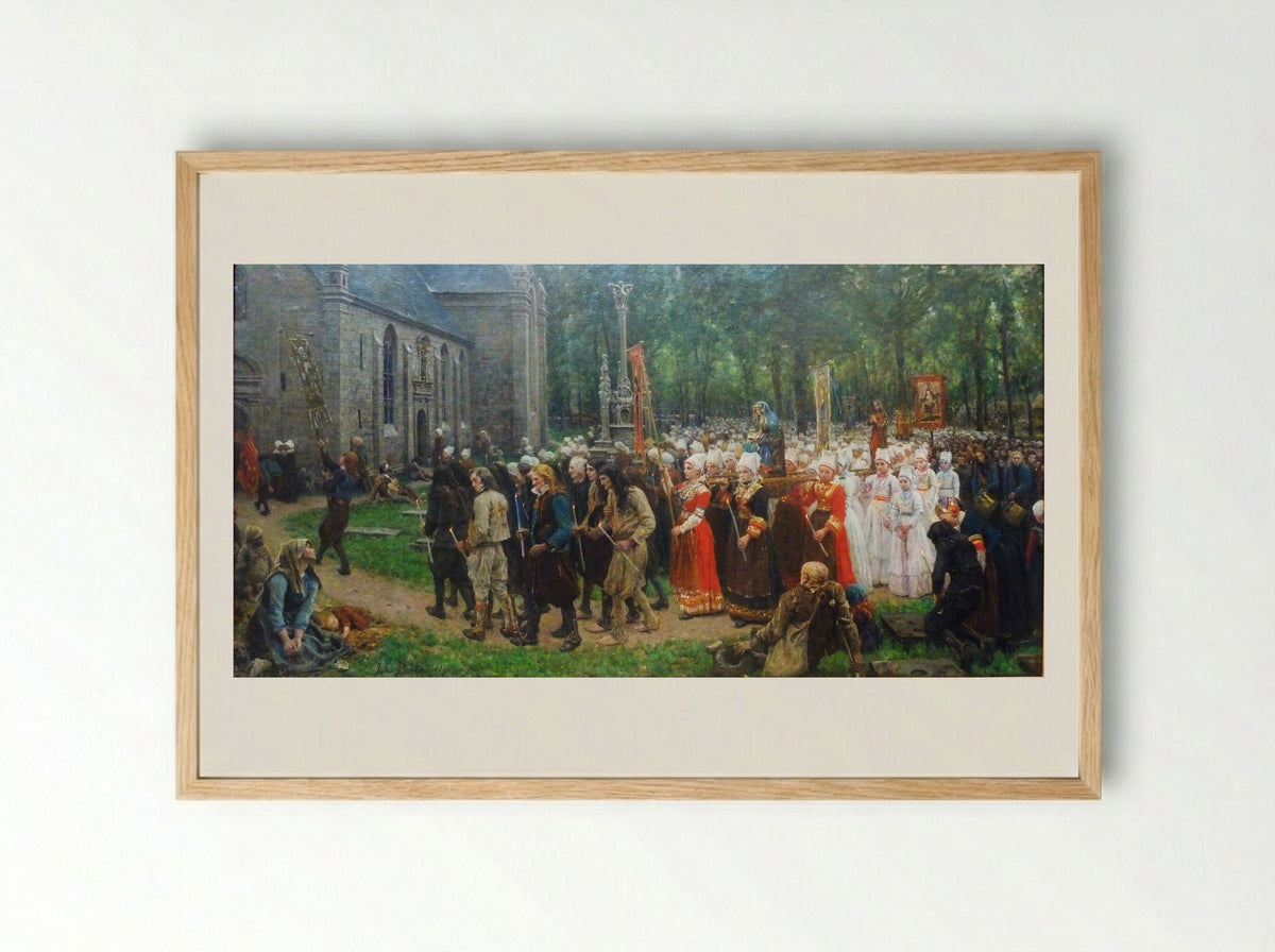 Le Pardon de Kergoat - Jules Breton - Framed Print Wood
