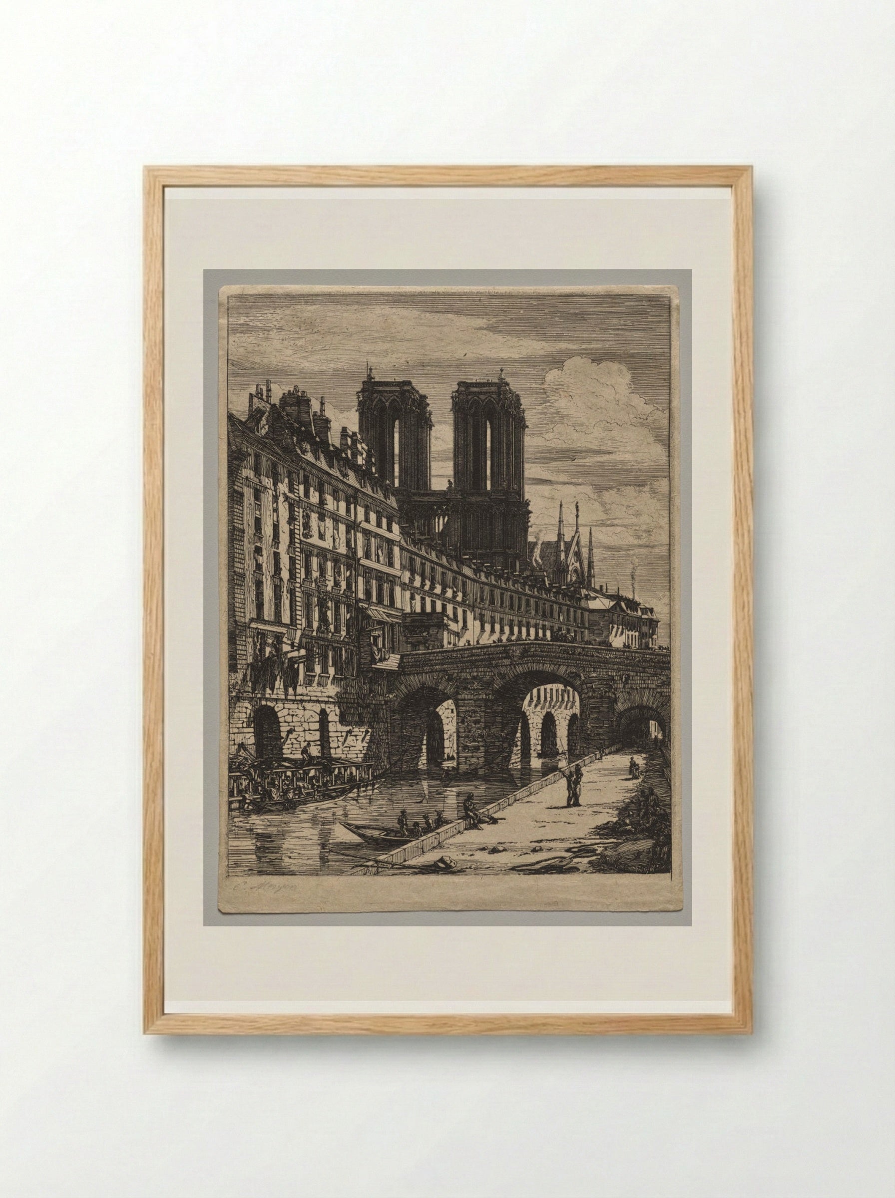Le Petit Pont, Paris - Charles Meryon - Framed Print Wood
