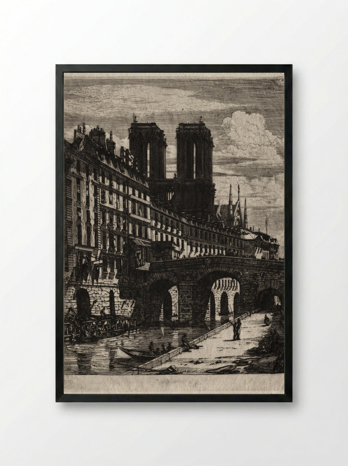 Le Petit Pont - Charles Meryon - Framed Print Black