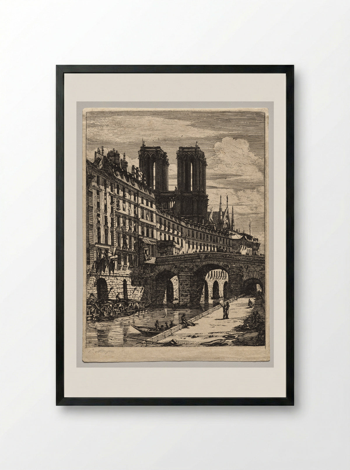 Le Petit Pont - Charles Meryon - Framed Print Black