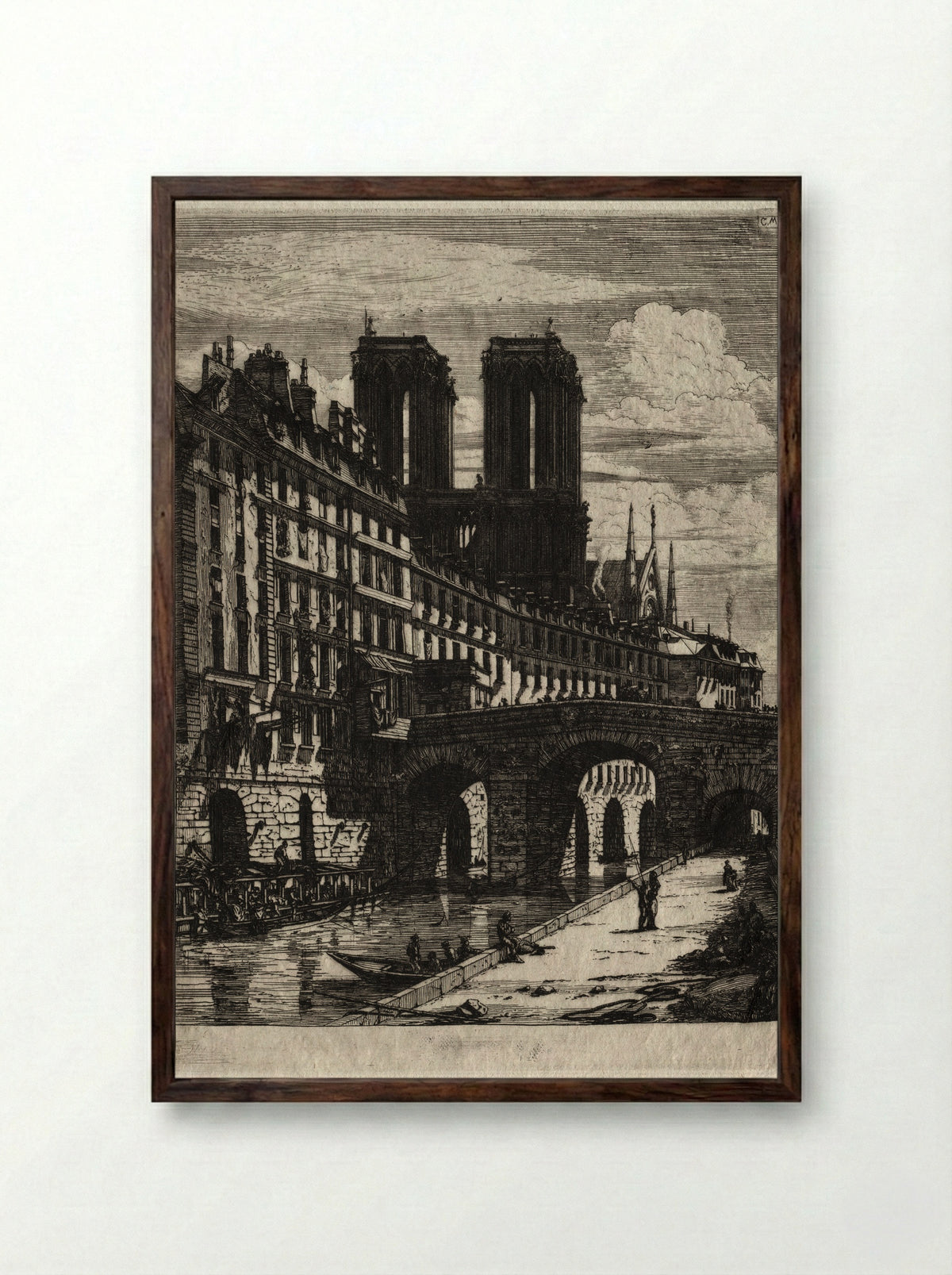 Le Petit Pont - Charles Meryon - Framed Print Dark Wood