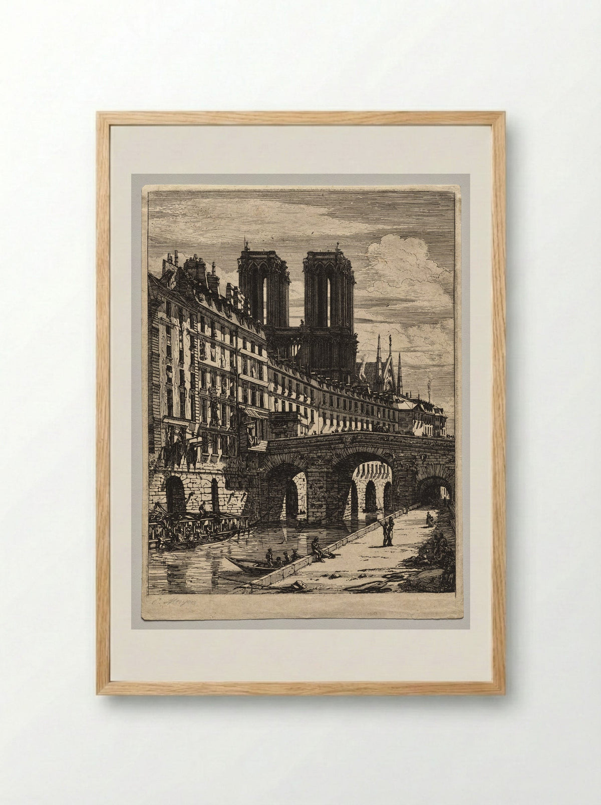 Le Petit Pont - Charles Meryon - Framed Print Wood