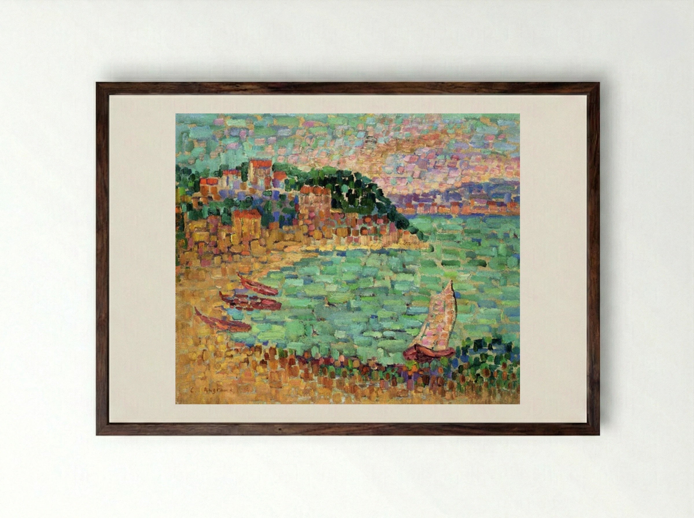 Le Petit Port - Charles Angrand - Framed Print Dark Wood