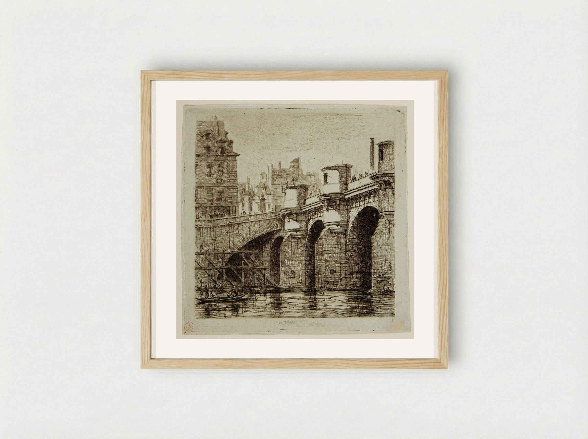 Le Pont-Neuf, Paris - Charles Meryon - Framed Print Wood