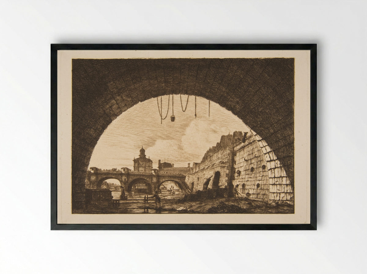 Le Pont au Change - Charles Meryon - Framed Print Black