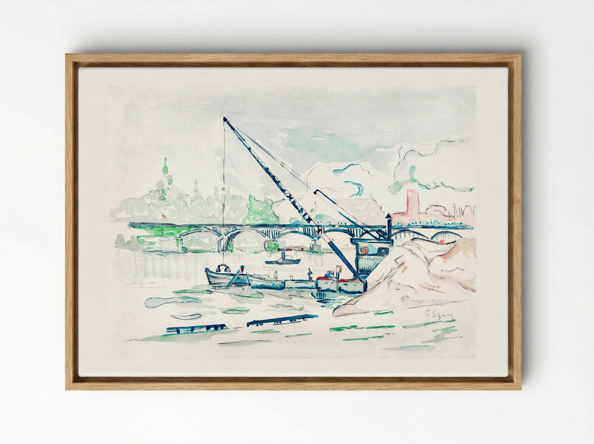 Le Pont des Arts - Paul Signac - Framed Canvas Wood