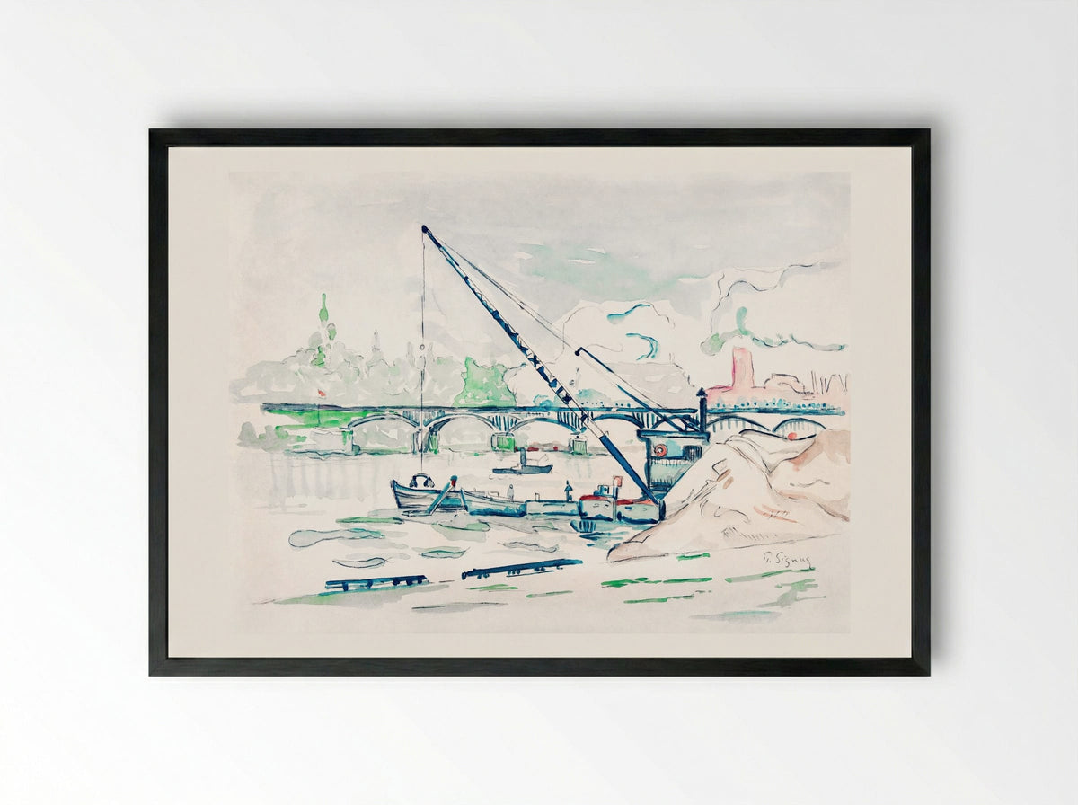 Le Pont des Arts - Paul Signac - Framed Print Black