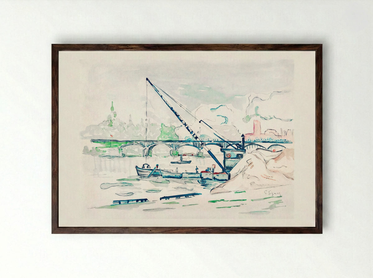 Le Pont des Arts - Paul Signac - Framed Print Dark Wood