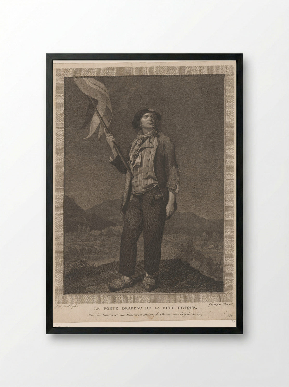 Le Porte-Drapeau de la Fête Civique - Jacques-Louis Copia - Framed Print Black