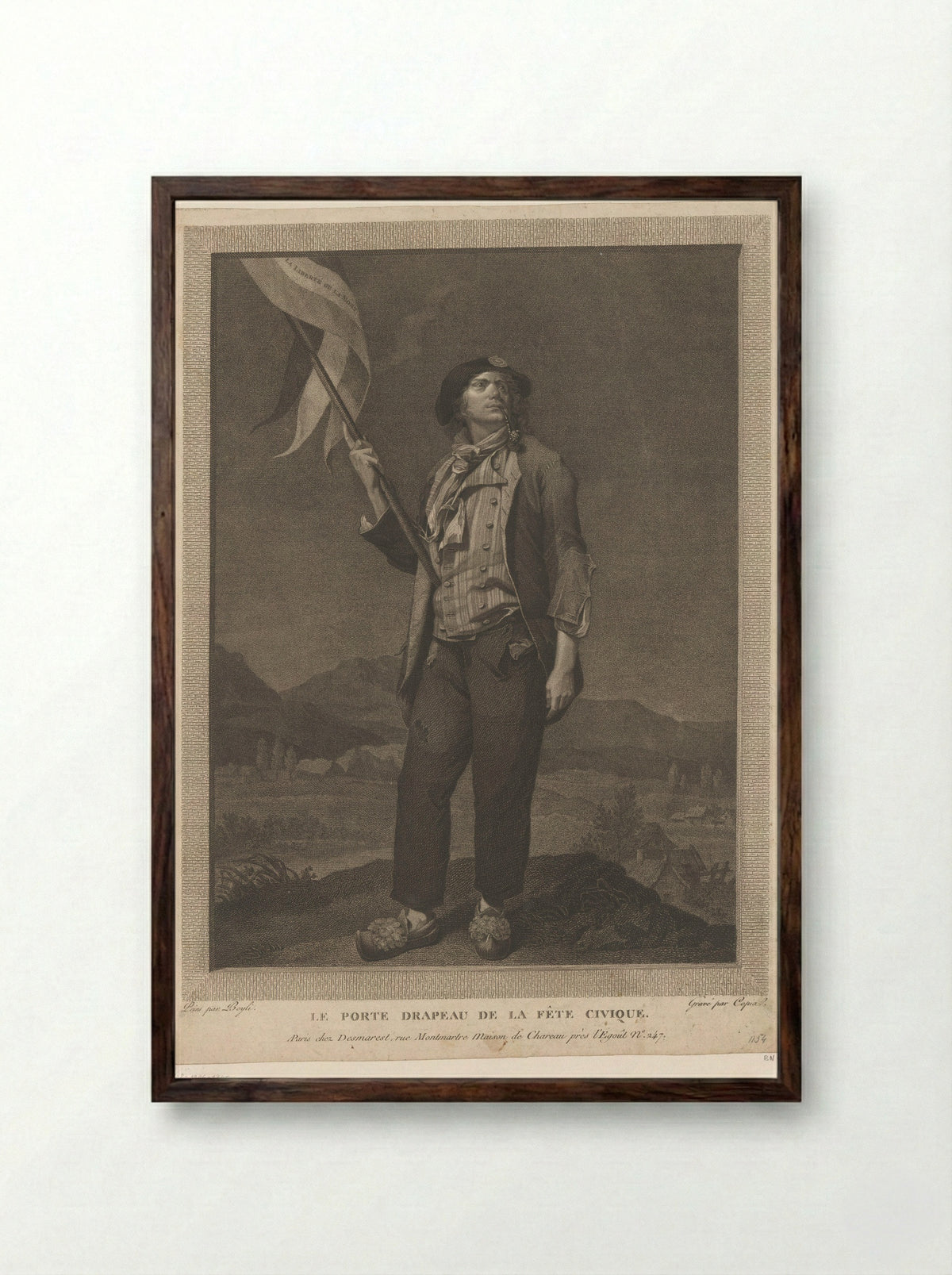 Le Porte-Drapeau de la Fête Civique - Jacques-Louis Copia - Framed Print Dark Wood
