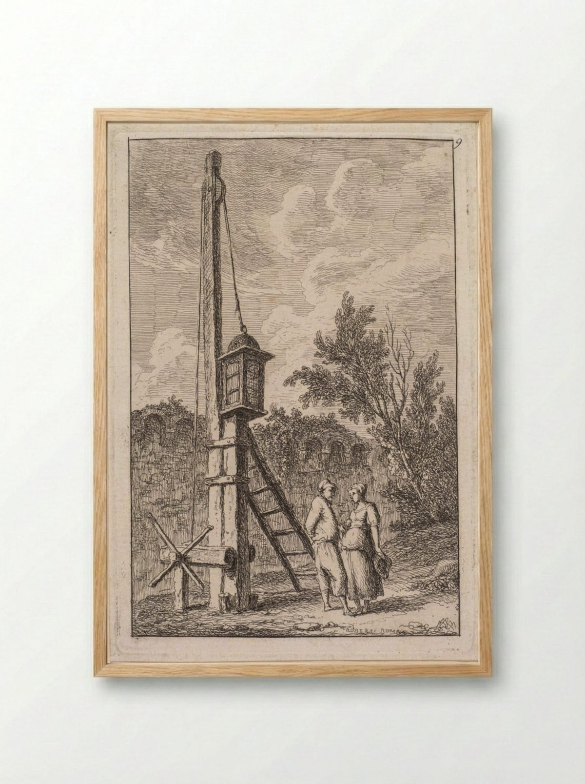 Le Poteau - Hubert Robert - Framed Print Wood