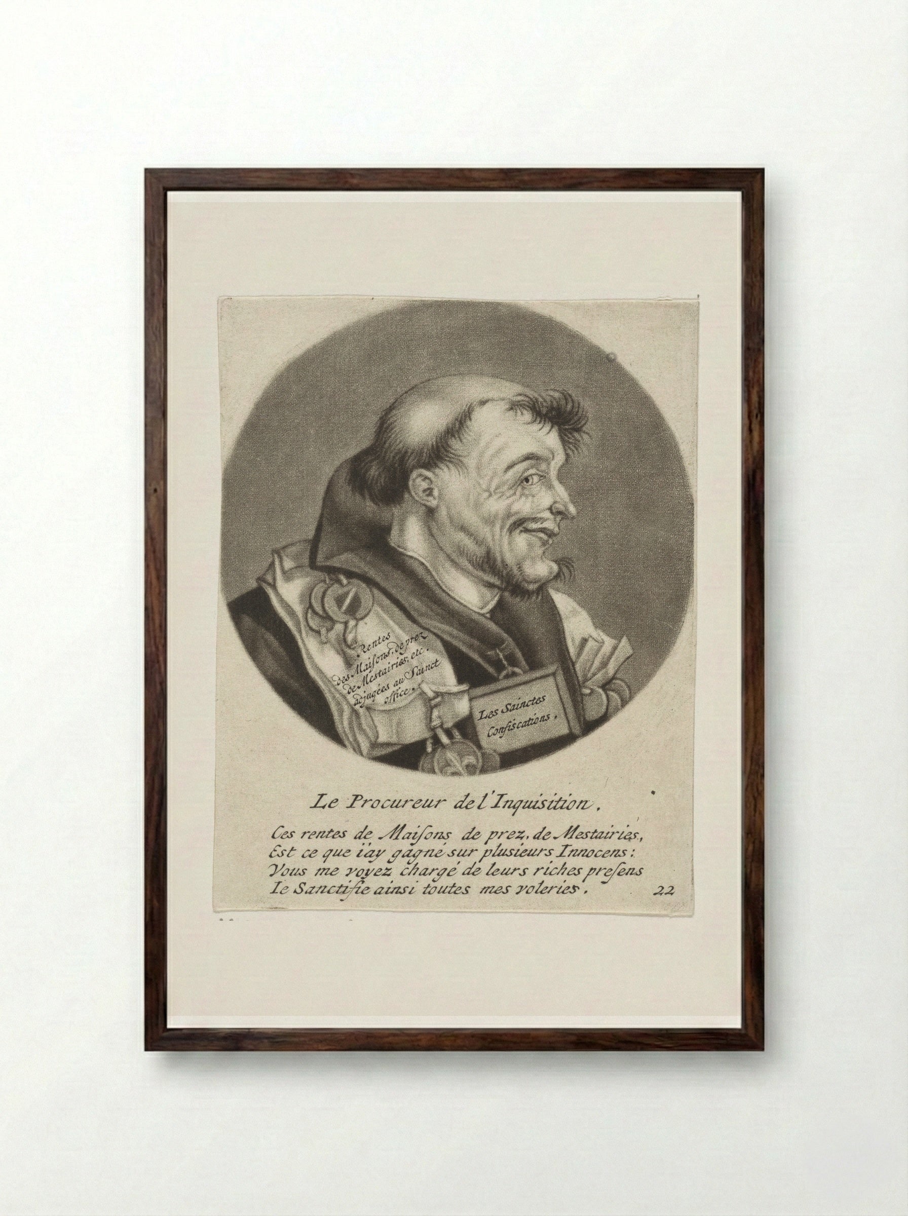 Le Procureur de l'Inquisition - Jacob Gole - Framed Print Dark Wood
