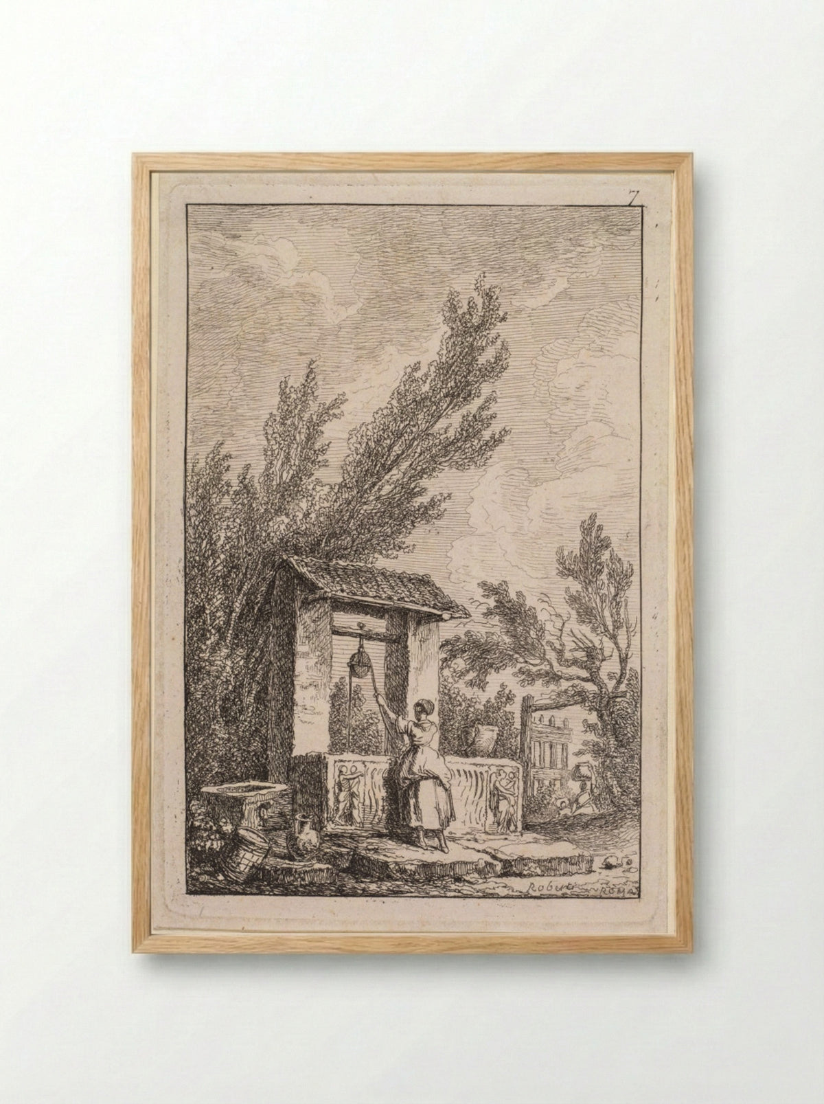 Le Puits - Hubert Robert - Framed Print Wood