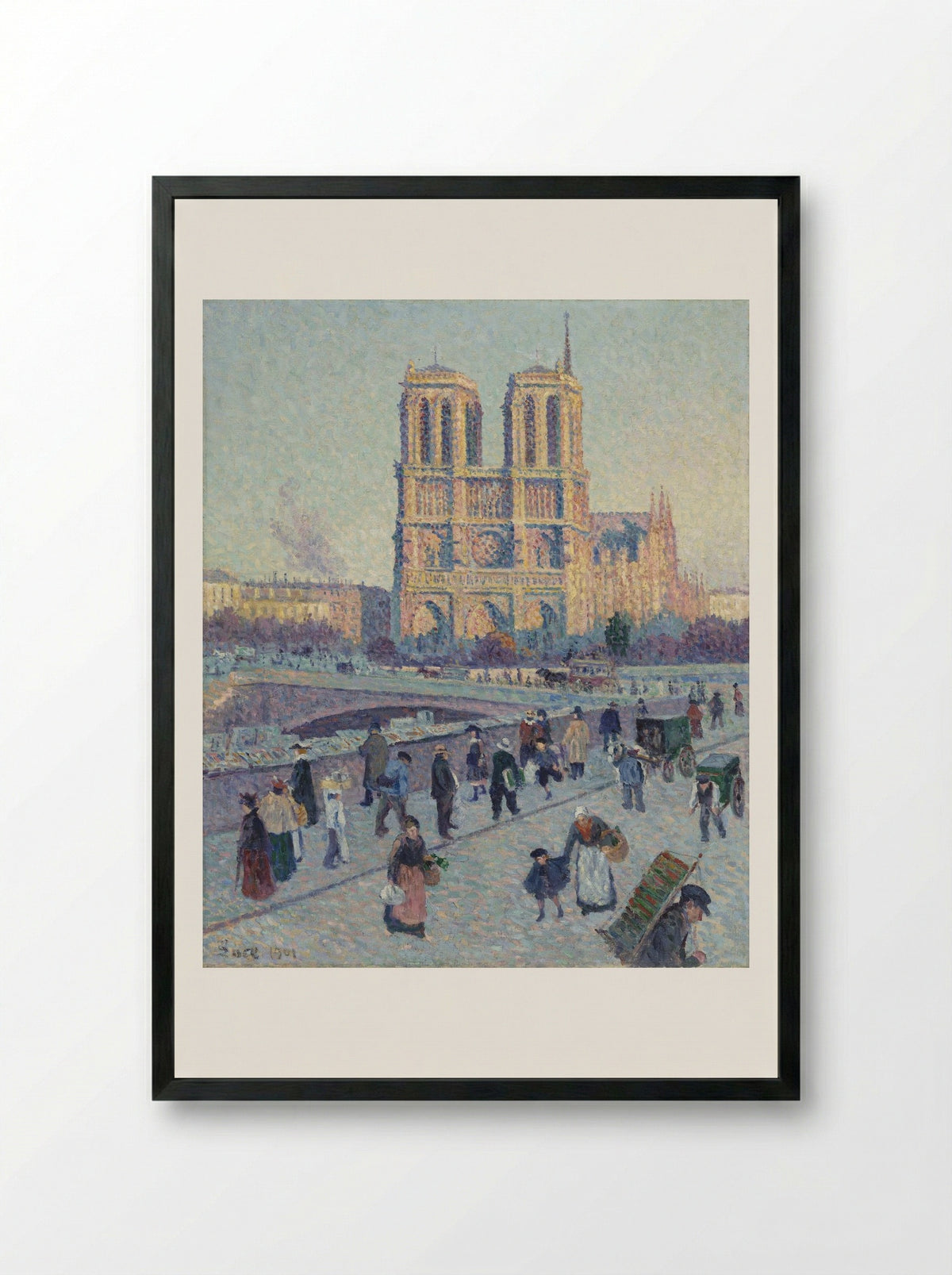 Le Quai Saint-Michel et Notre-Dame - Maximilien Luce - Framed Print Black