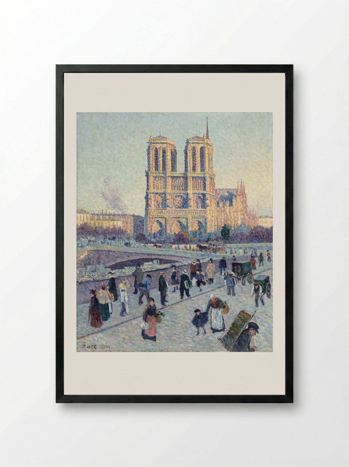 Le Quai Saint-Michel et Notre-Dame - Maximilien Luce - Framed Print Black