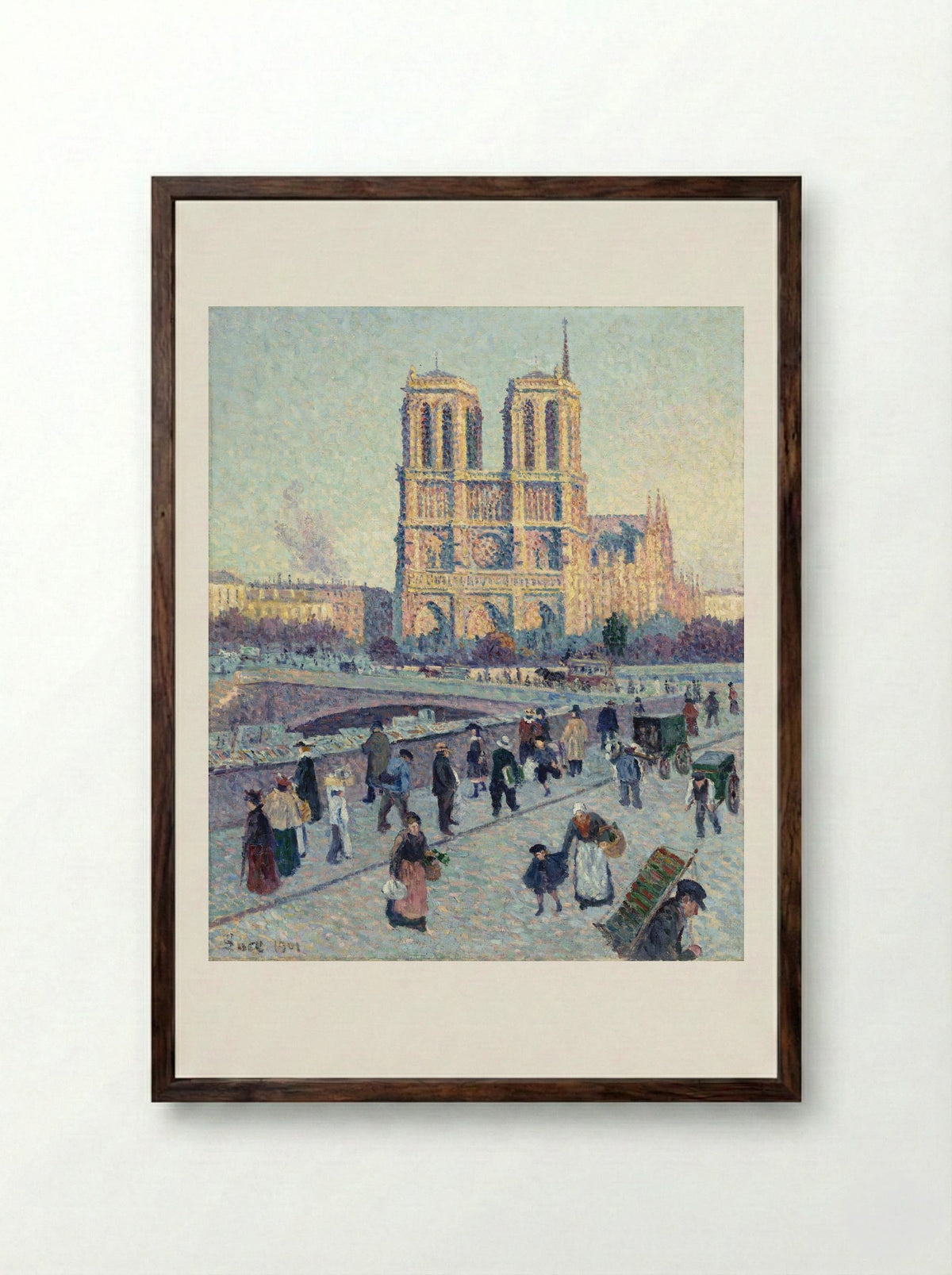 Le Quai Saint-Michel et Notre-Dame - Maximilien Luce - Framed Print Dark Wood