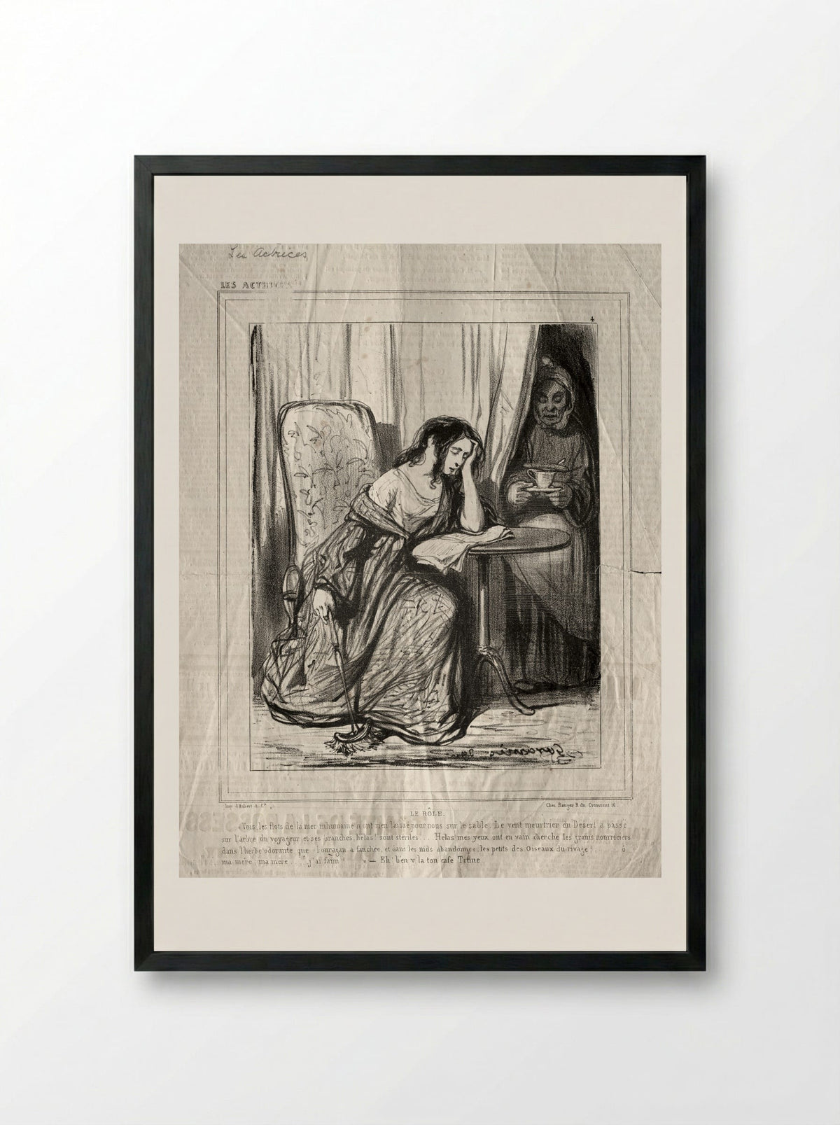 Le Rôle - Paul Gavarni - Framed Print Black