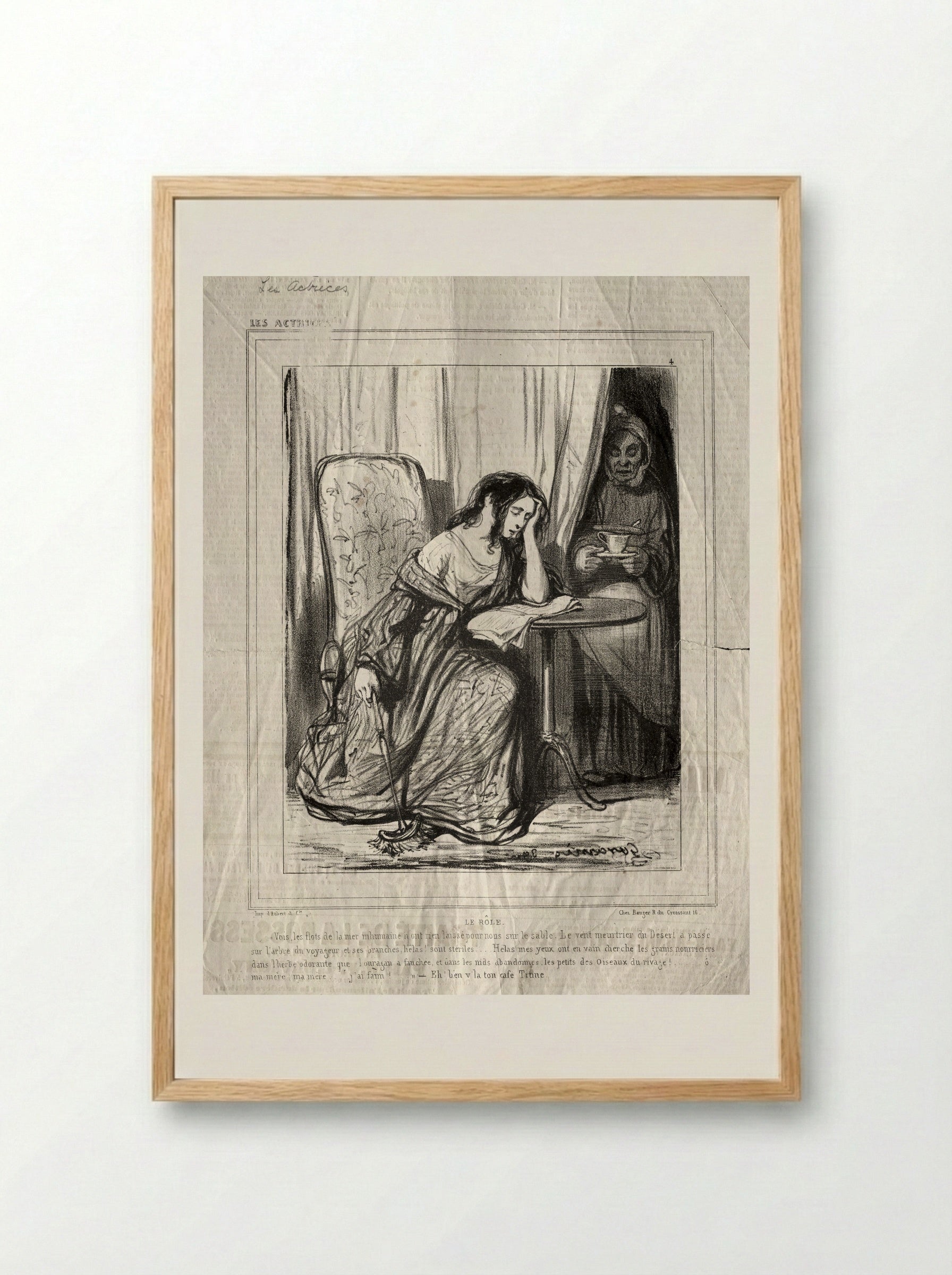 Le Rôle - Paul Gavarni - Framed Print Wood