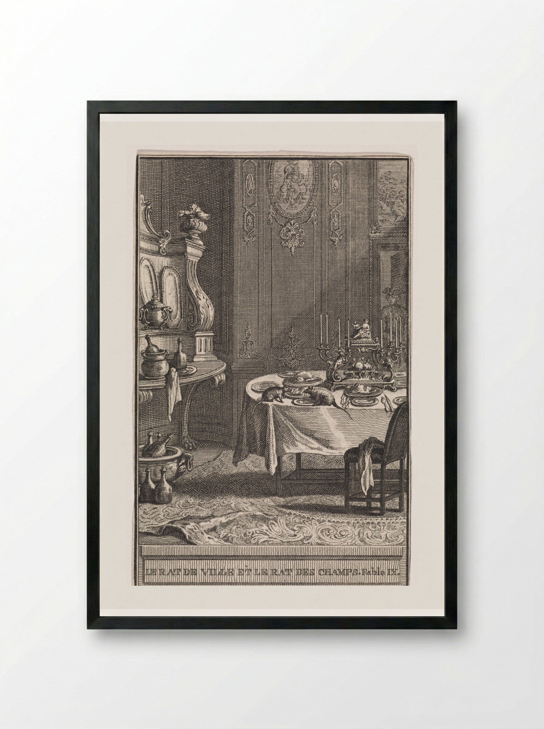 Le Rat de Ville et le Rat des Champs - Abraham Delfos - Framed Print Black