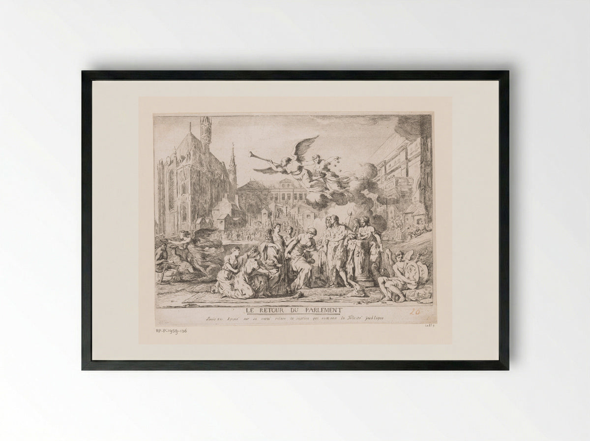 Le Retour du Parlement - Jean Bernard Restout - Framed Print Black