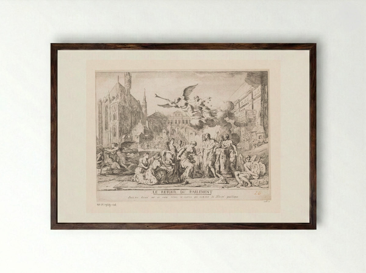 Le Retour du Parlement - Jean Bernard Restout - Framed Print Dark Wood