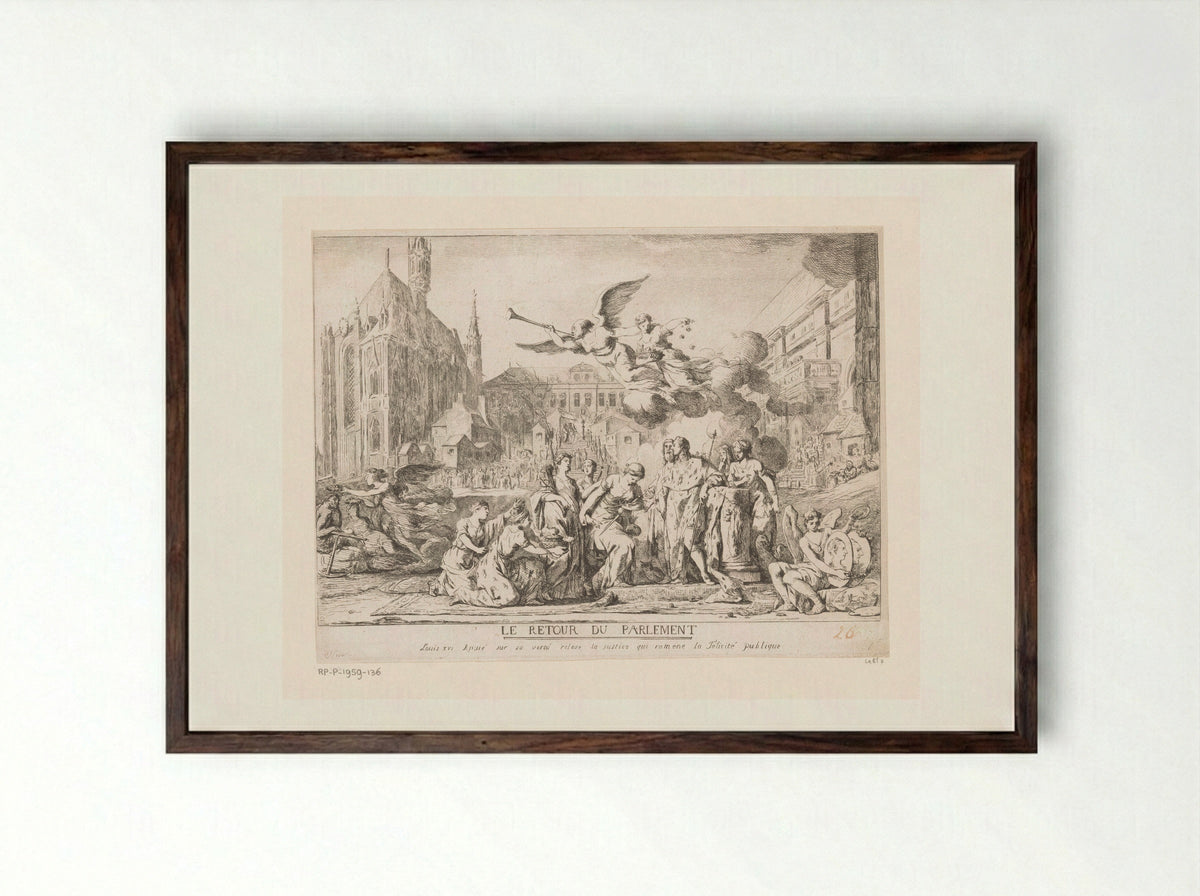Le Retour du Parlement - Jean Bernard Restout - Framed Print Dark Wood