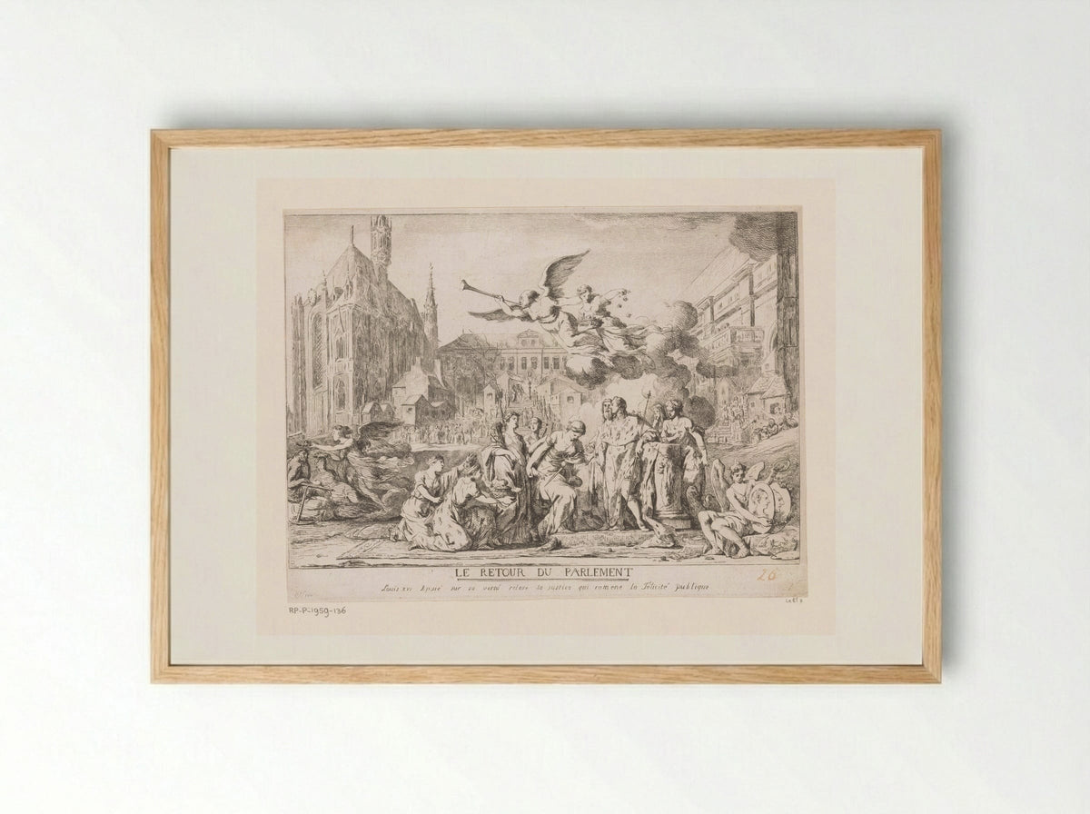 Le Retour du Parlement - Jean Bernard Restout - Framed Print Wood